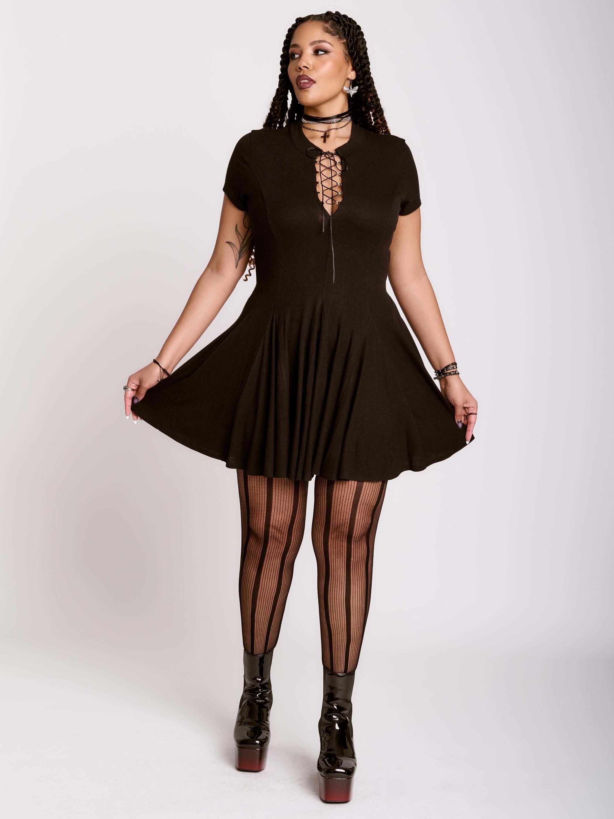 Lace Up Skater Dress – Midnight Hour