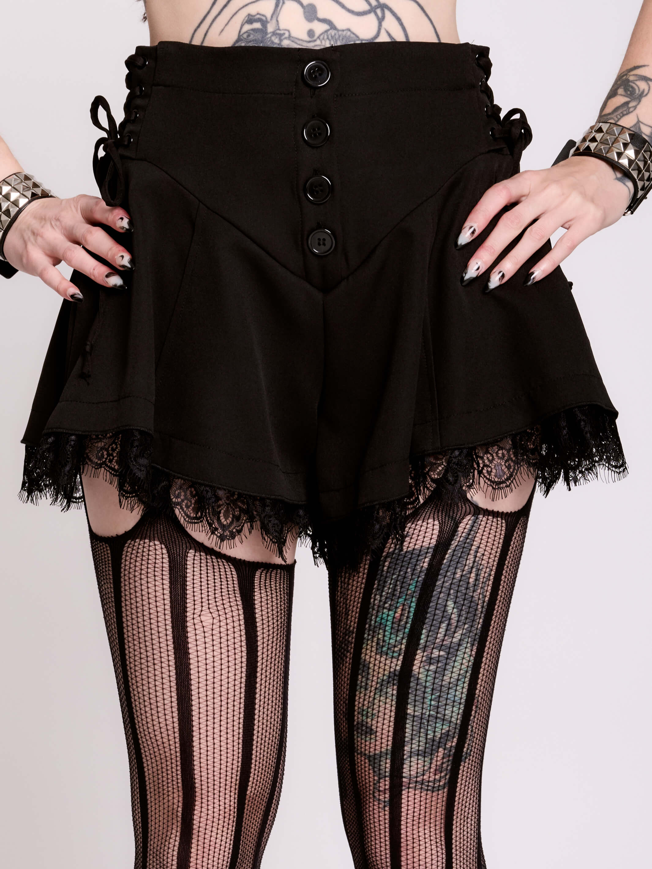 Lacey Tie Up Shorts – High-Waisted Lace-Up Skort by Midnight Hour