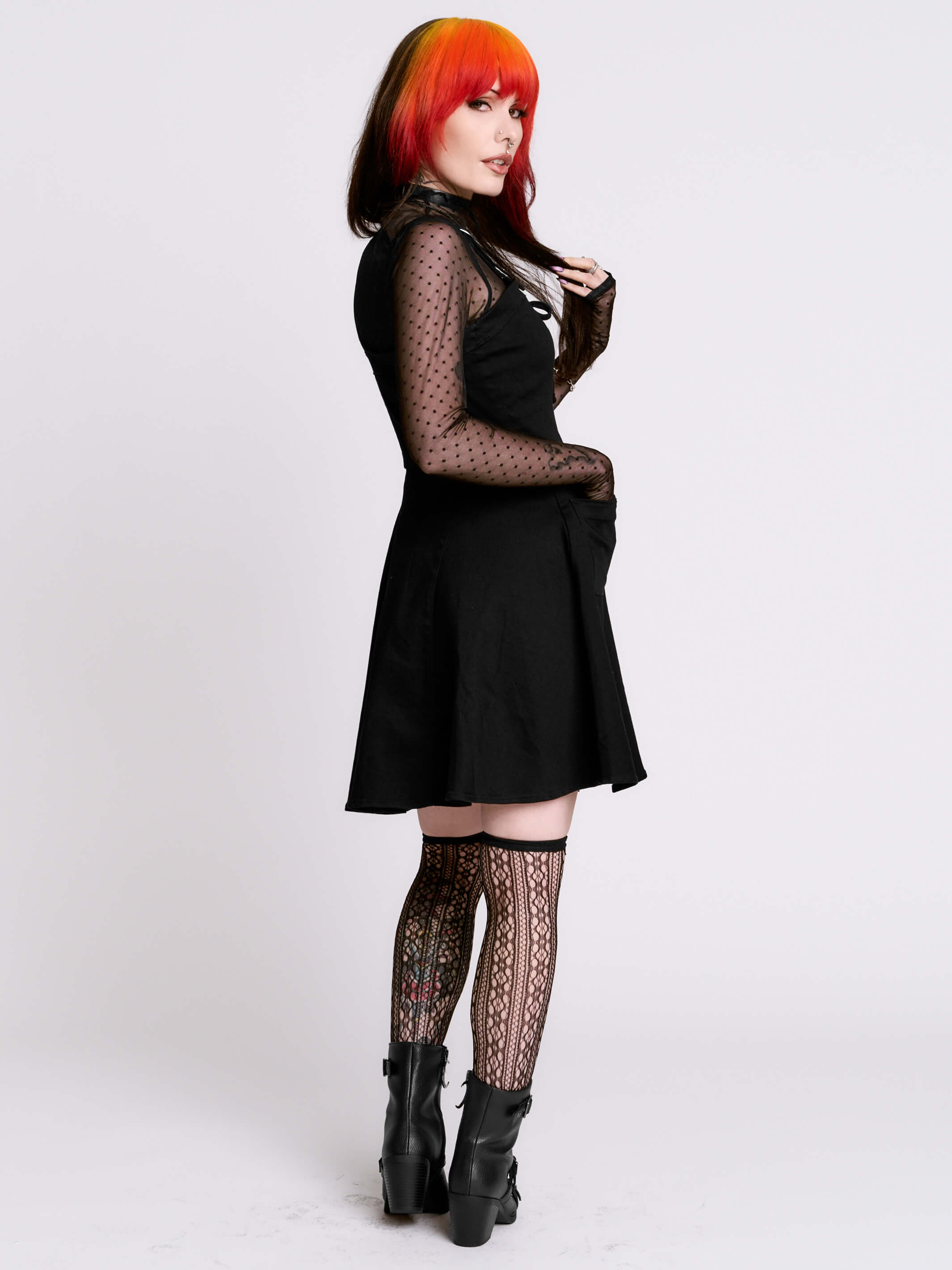 Lace Up Denim Dress LG / Black Lace Up Denim Dress LG / Black