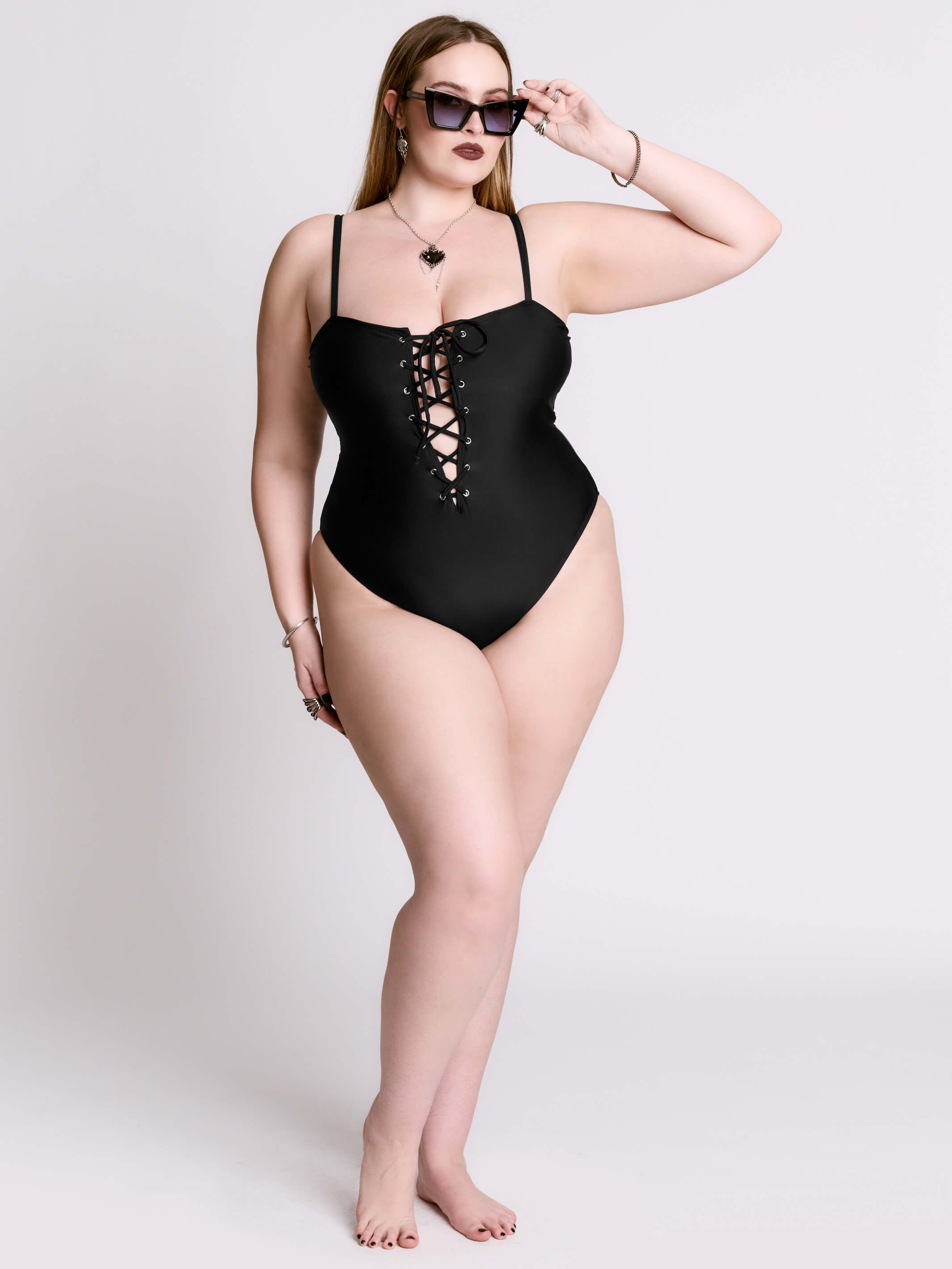 Lace Up Corset Swimsuit
