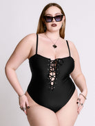 Lace Up Corset Swimsuit