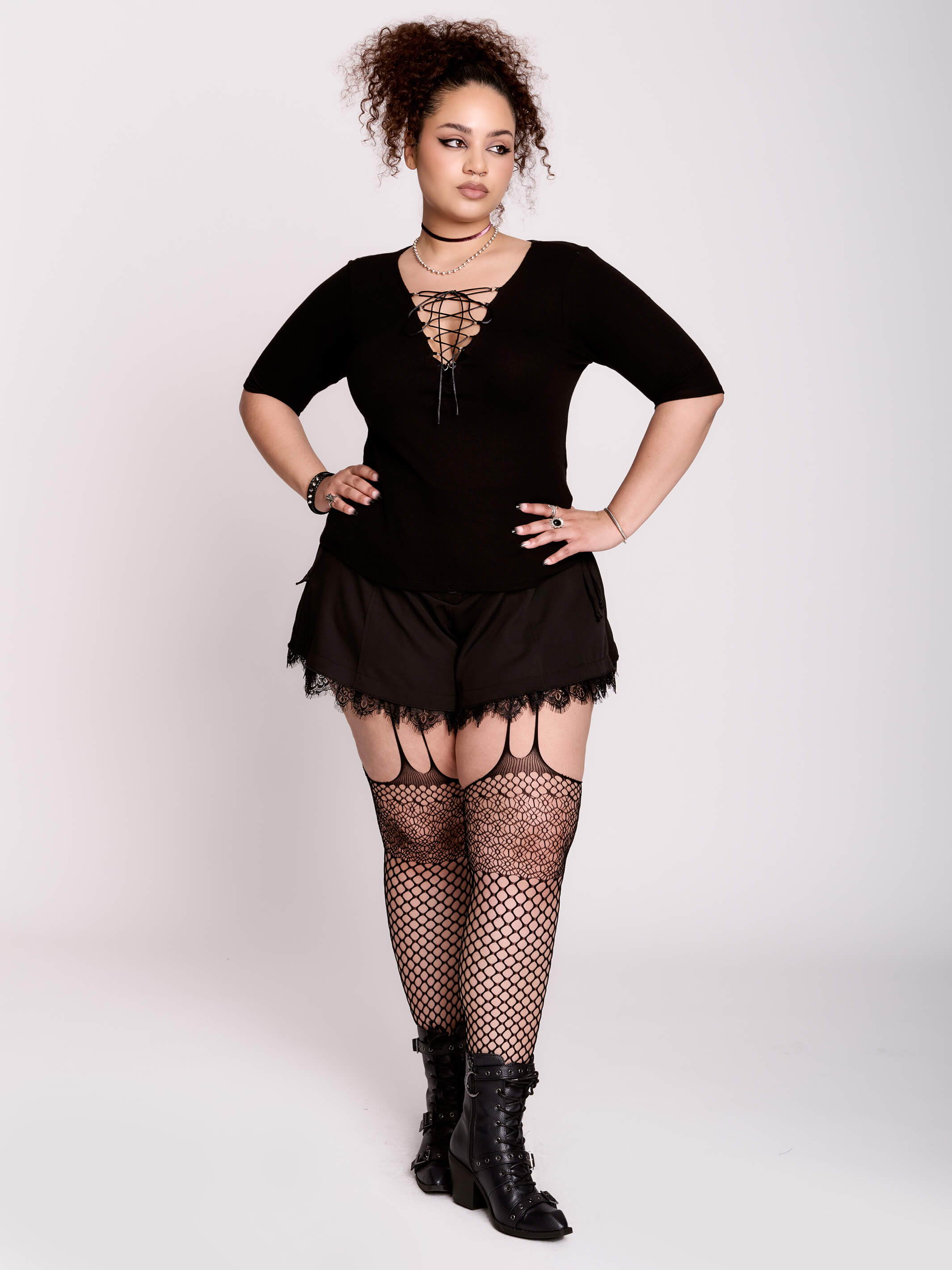 Lacey Tie Up Shorts – High-Waisted Lace-Up Skort by Midnight Hour
