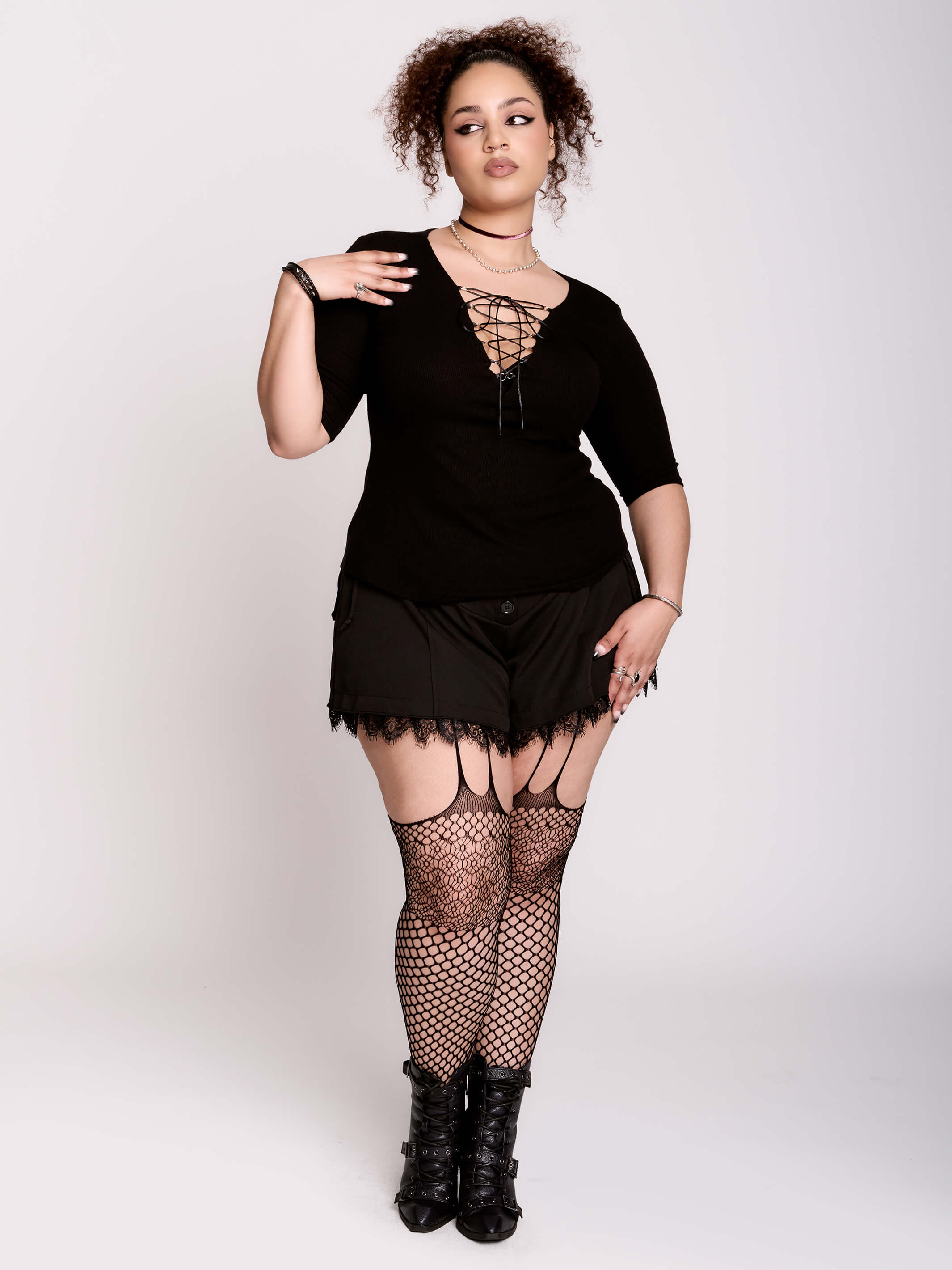 Lacey Tie Up Shorts – High-Waisted Lace-Up Skort by Midnight Hour