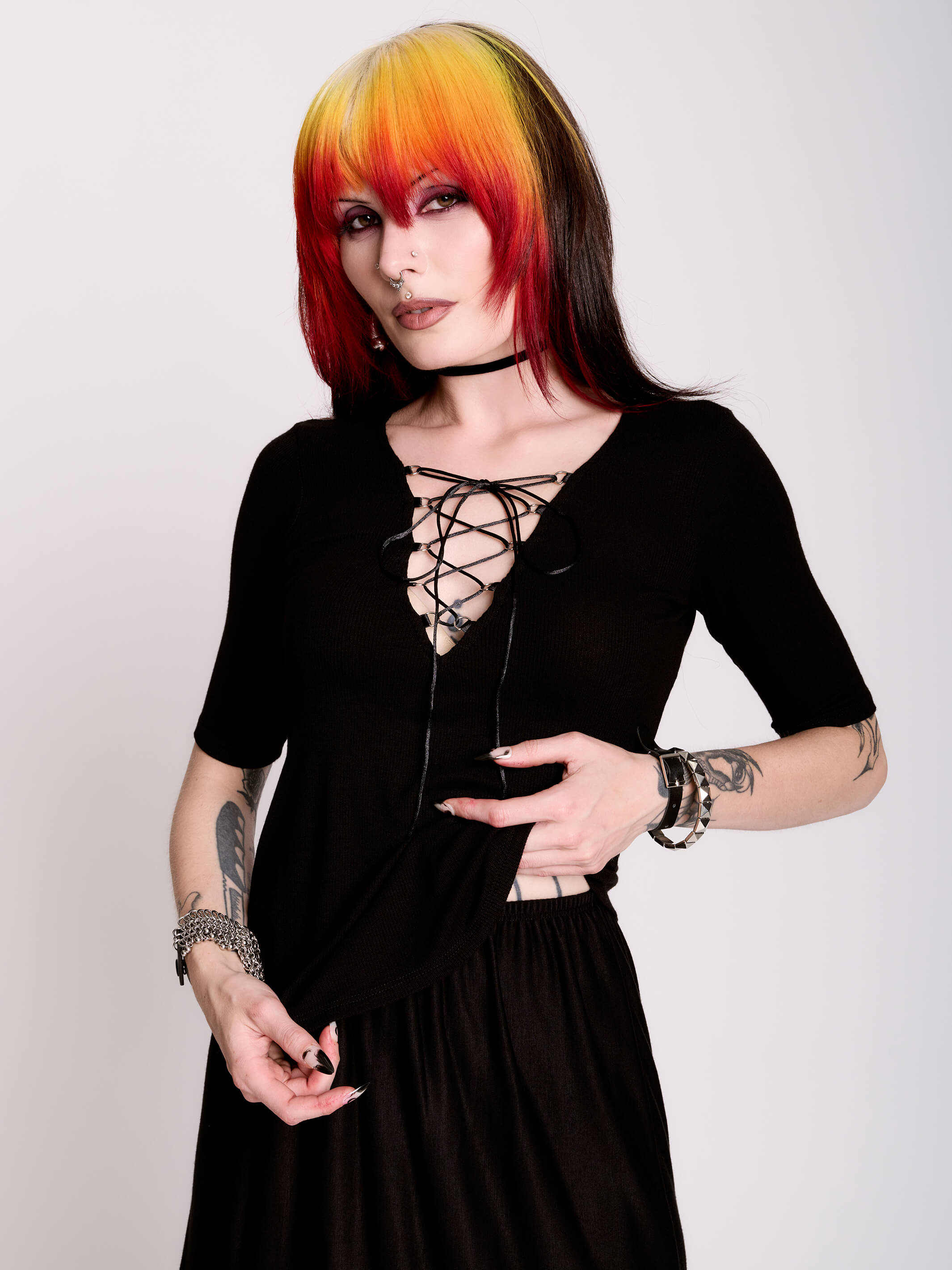 Lace Up Rib Top – Midnight Hour