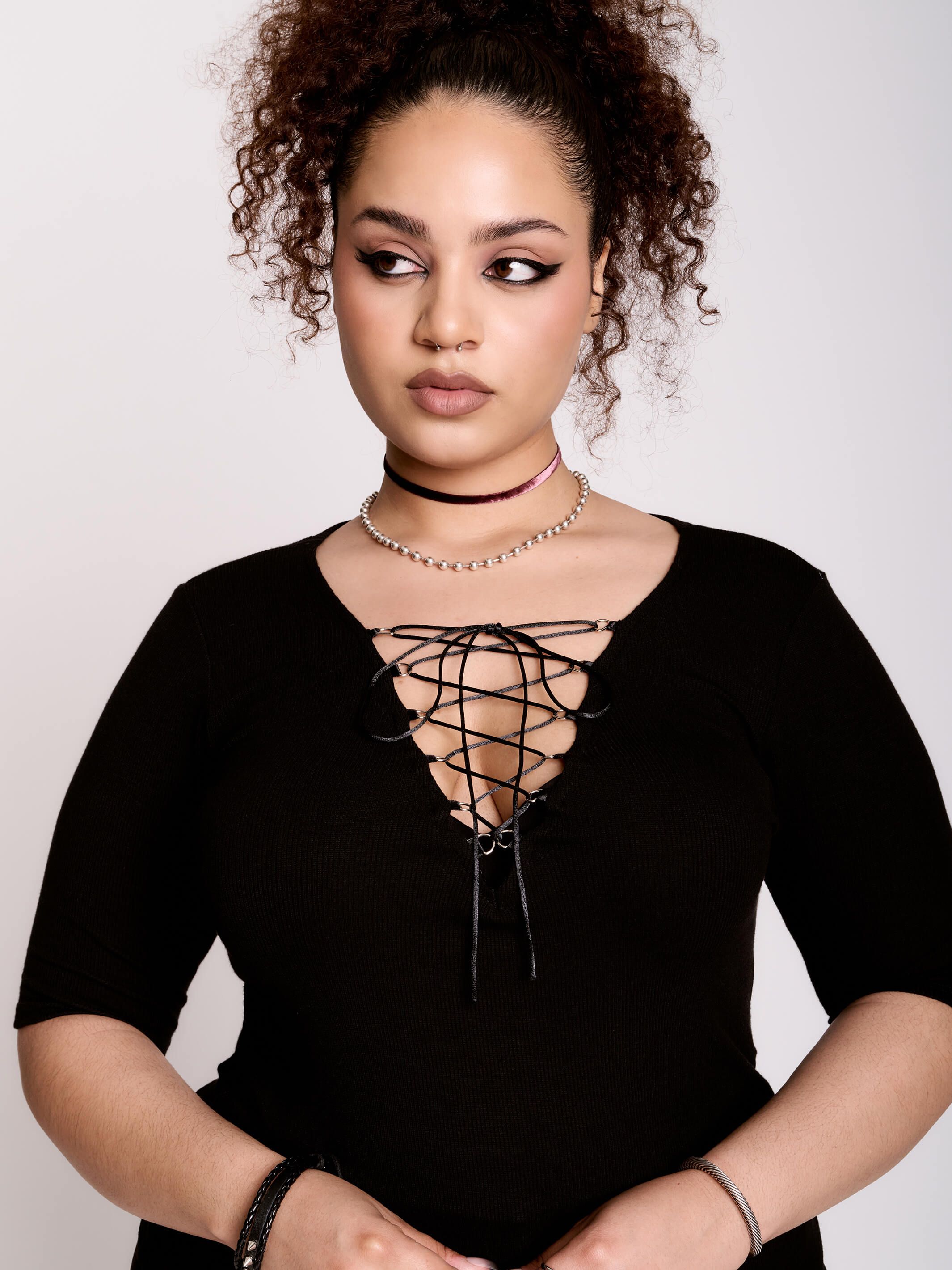 Lace Up Rib Top – Midnight Hour
