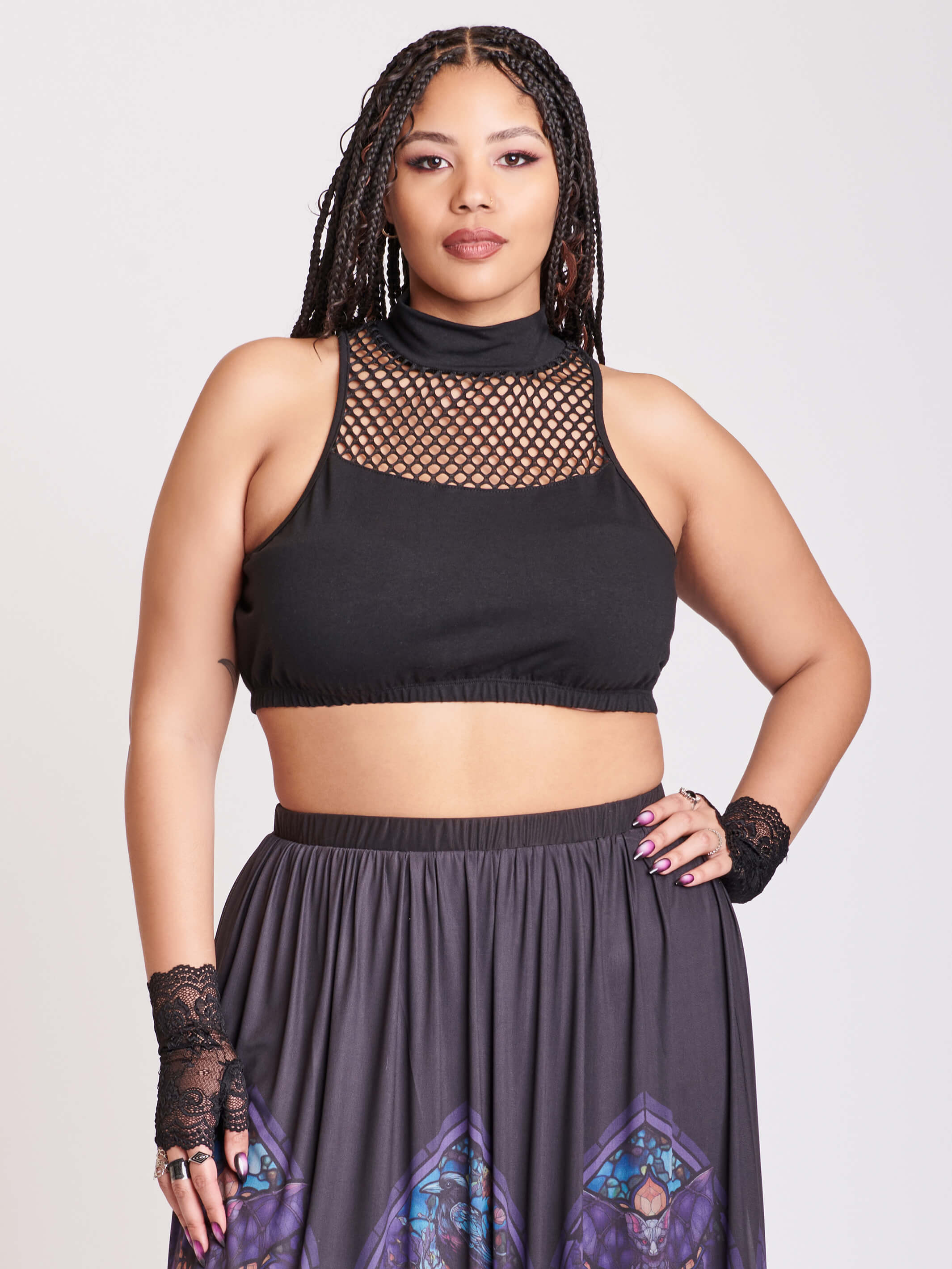 FISHNET HI NECK BRALETTE