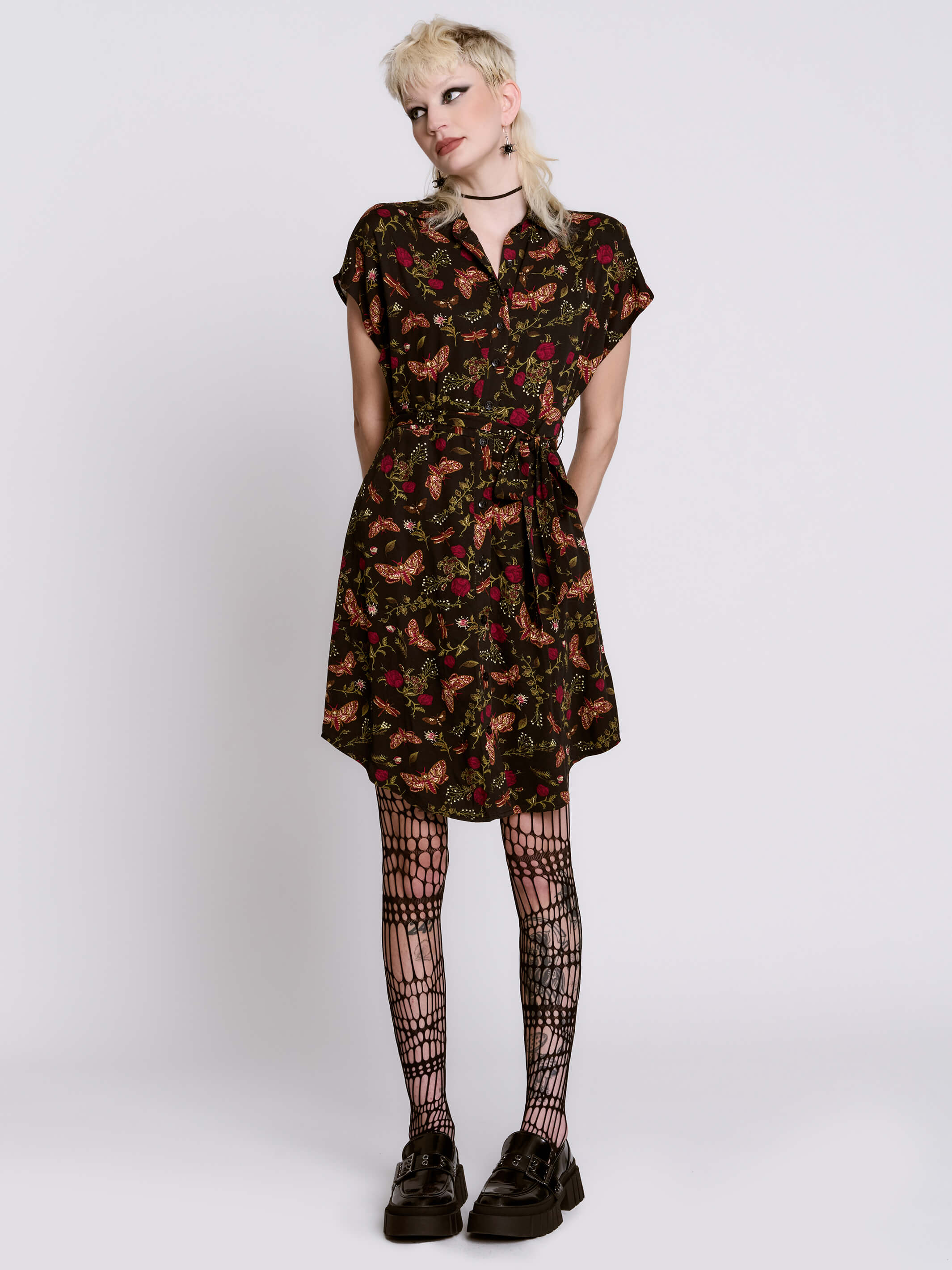 flame t shirt dress Vestido Tipo Camiseta Von Dutch Flame - Negro/Combinado