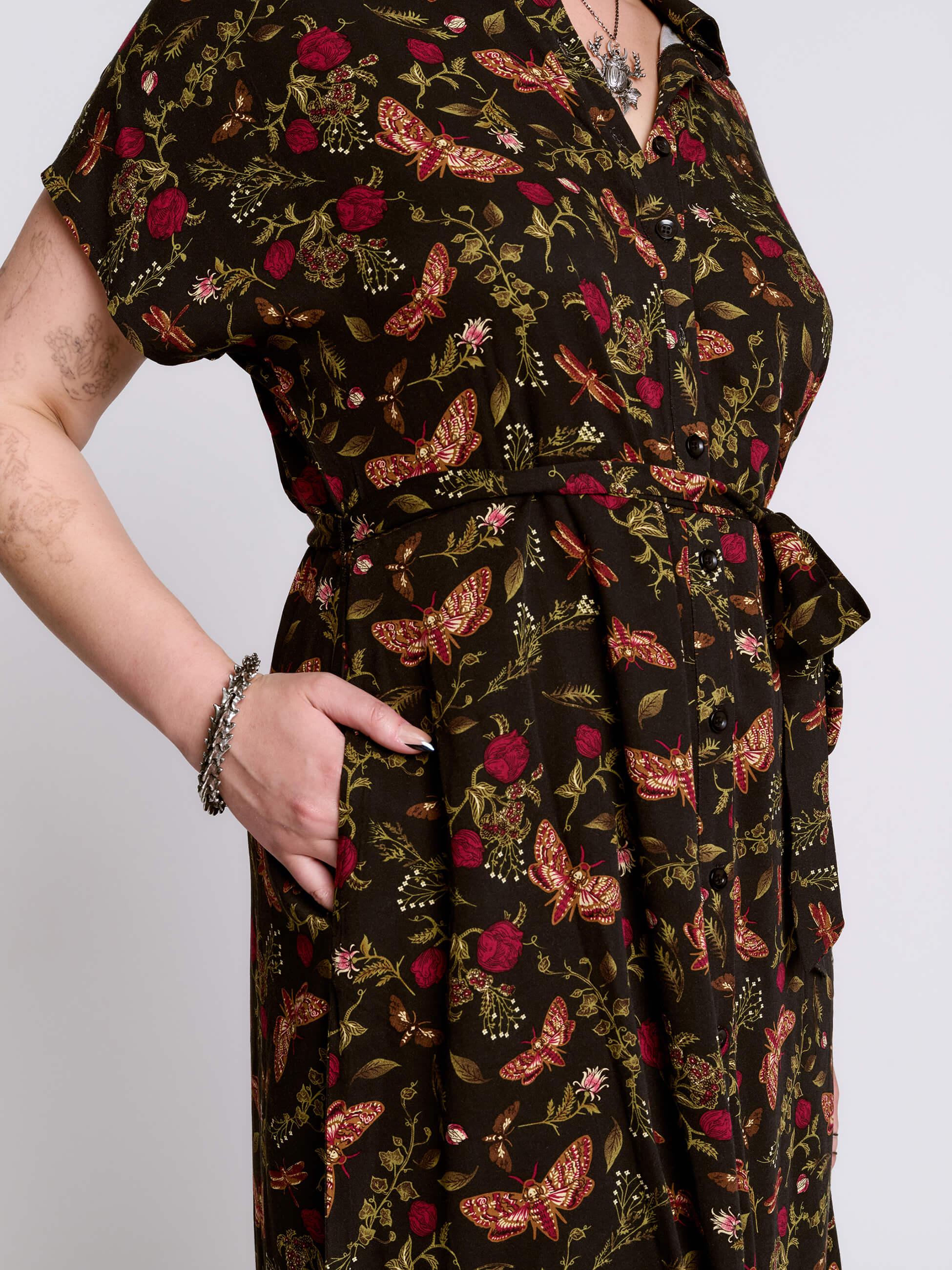 Moth to the Flame Shirt Dress Midnight Hour Moth to the Flame Shirt Dress Midnight Hour