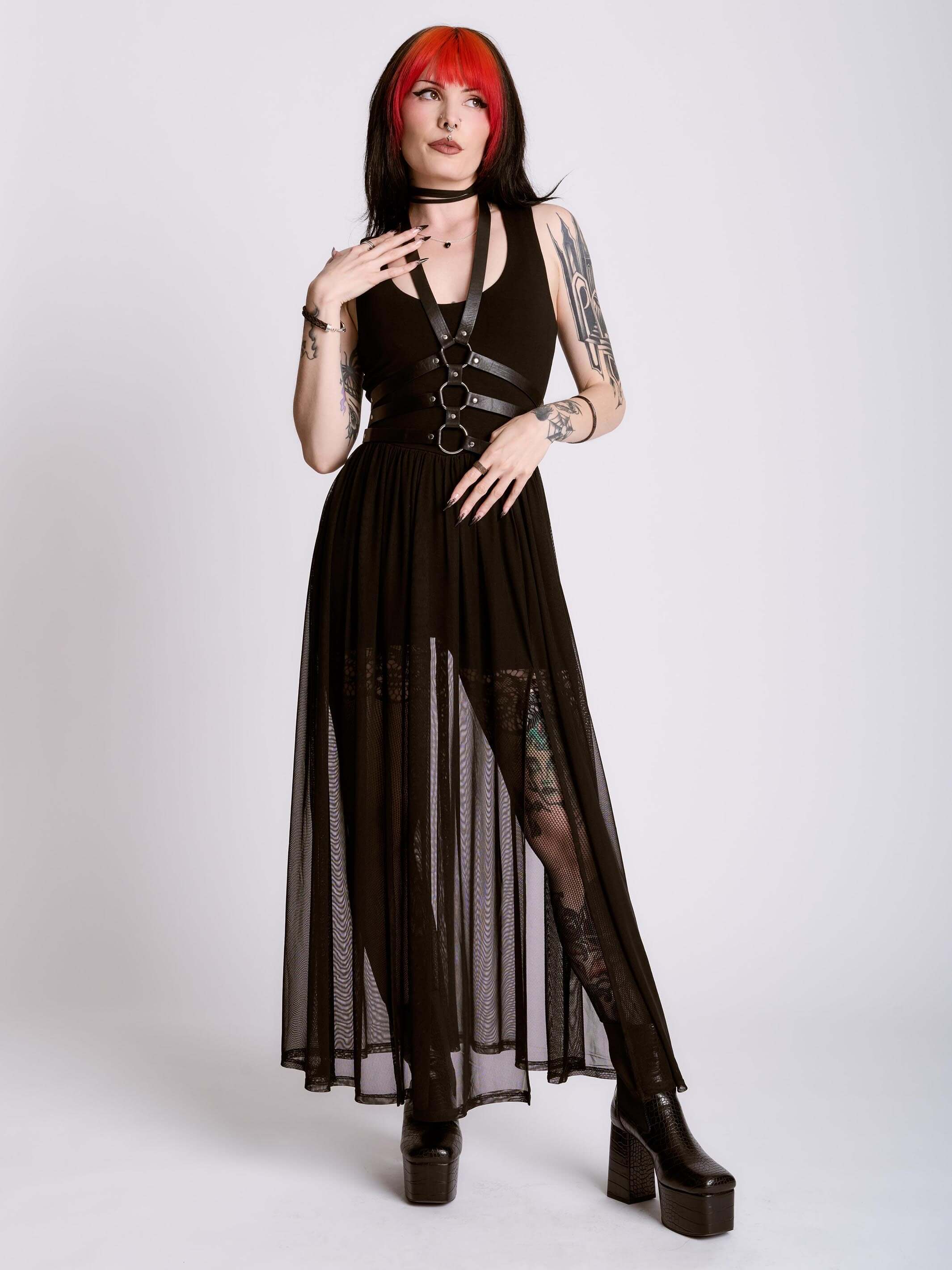 Maxi Mesh Romper Black Sheer Mesh Maxi Overlay 3XL / Black Maxi Mesh Romper Black Sheer Mesh Maxi Overlay 3XL / Black