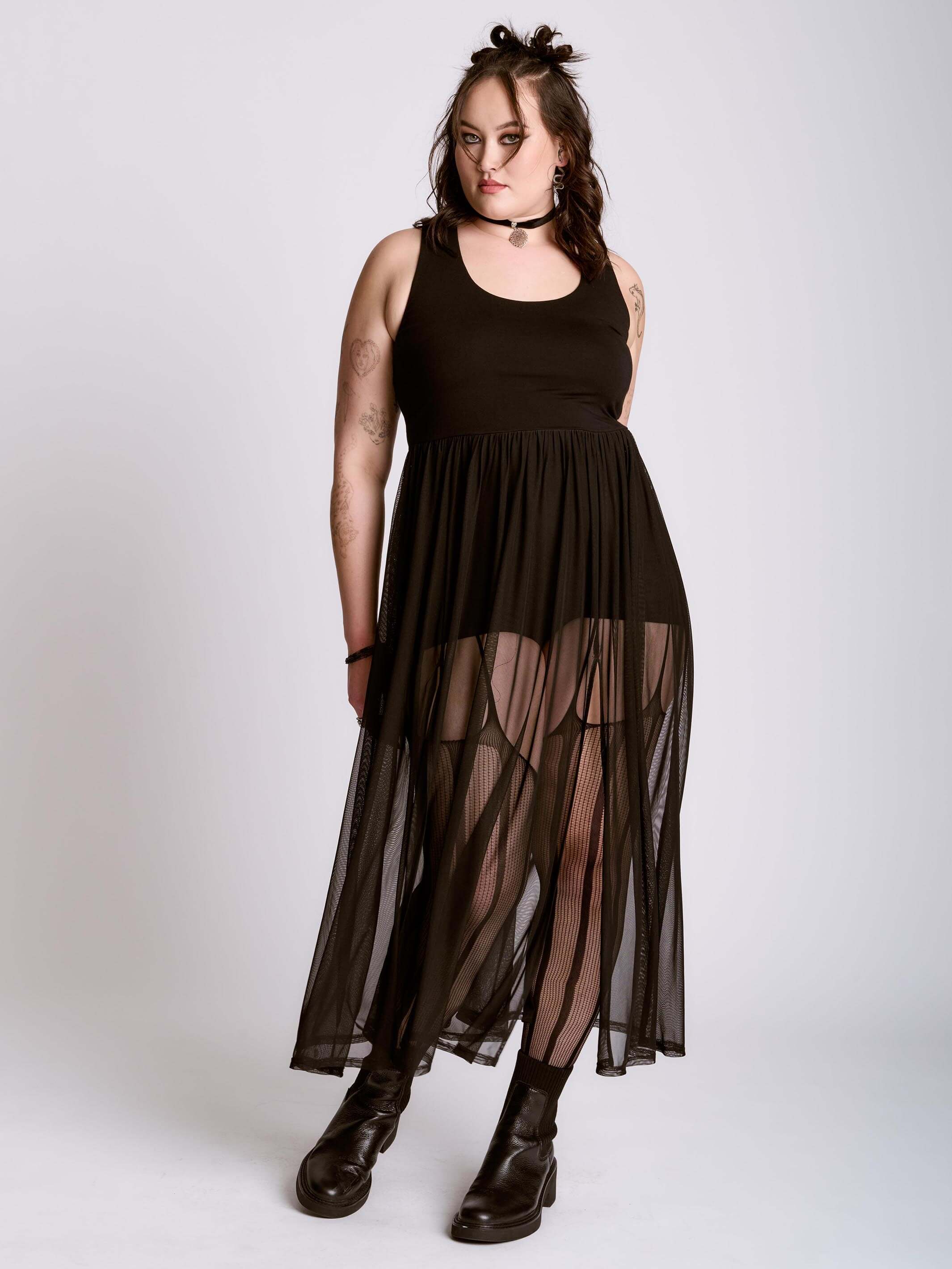 Black Maxi Mesh Romper (3XL5XL) Sheer Overlay Dress 3XL / Black Black Maxi Mesh Romper (3XL5XL) Sheer Overlay Dress 3XL / Black