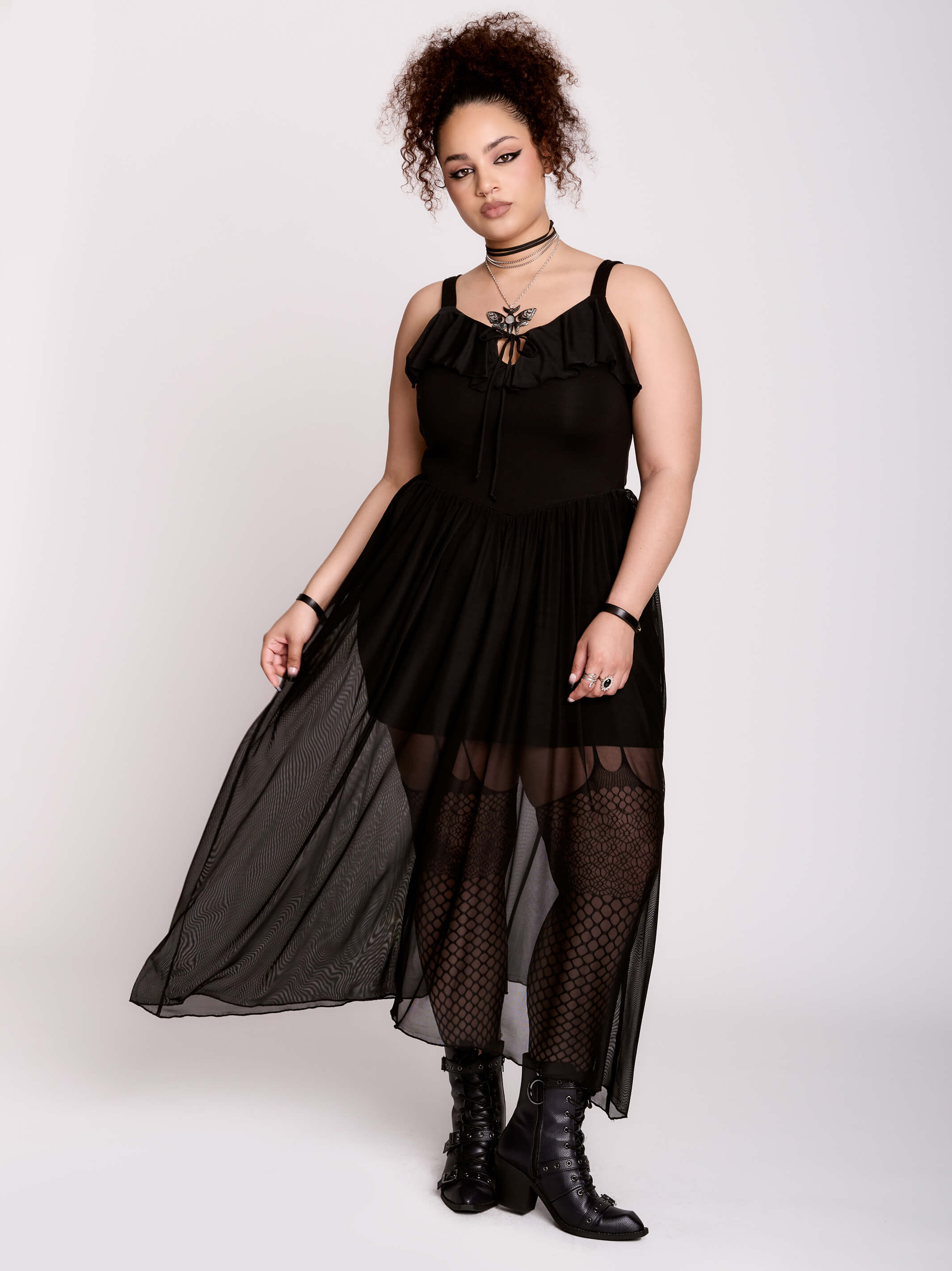 Plus Size Black Mesh Maxi Sundress w/ Slip by Midnight Hour | Shop Now Plus Size Black Mesh Maxi Sundress w/ Slip by Midnight Hour | Shop Now