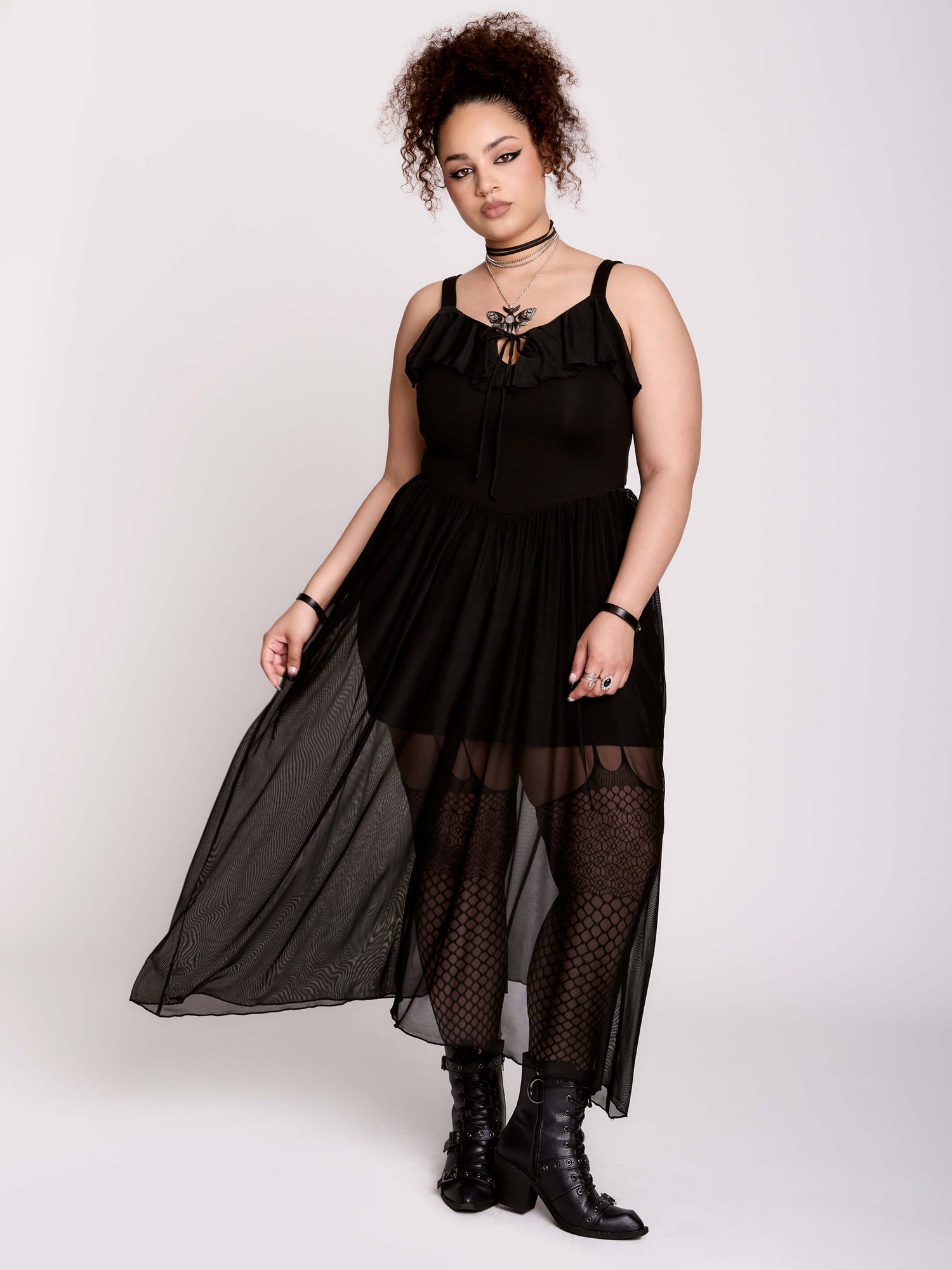 stunning view dress in black mesh Plus Size Black Mesh Maxi Sundress w/ Slip by Midnight Hour