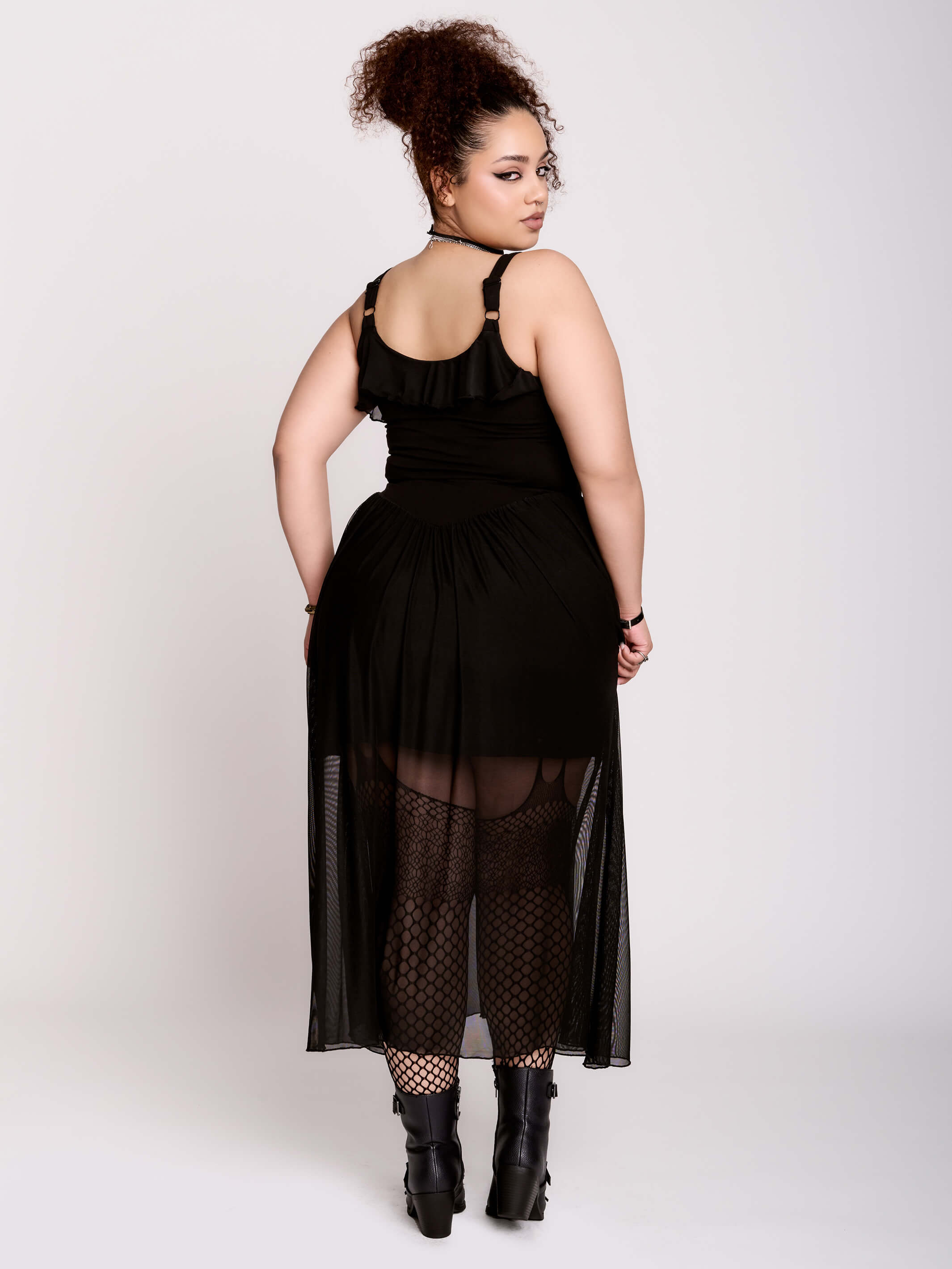 Plus Size Black Mesh Maxi Sundress w/ Slip by Midnight Hour | Shop Now