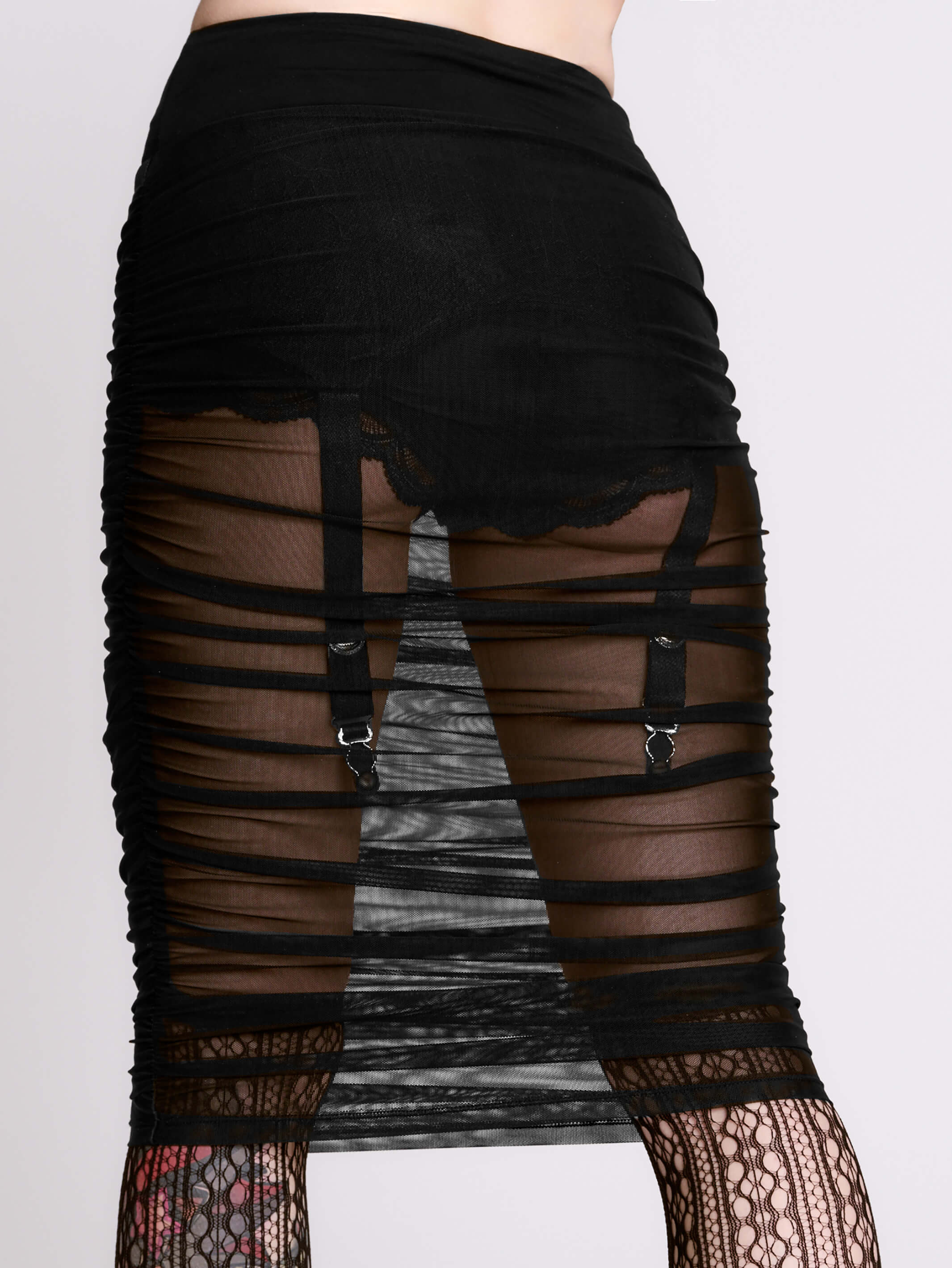 Mortisha Garter Mesh Skirt – Midnight Hour