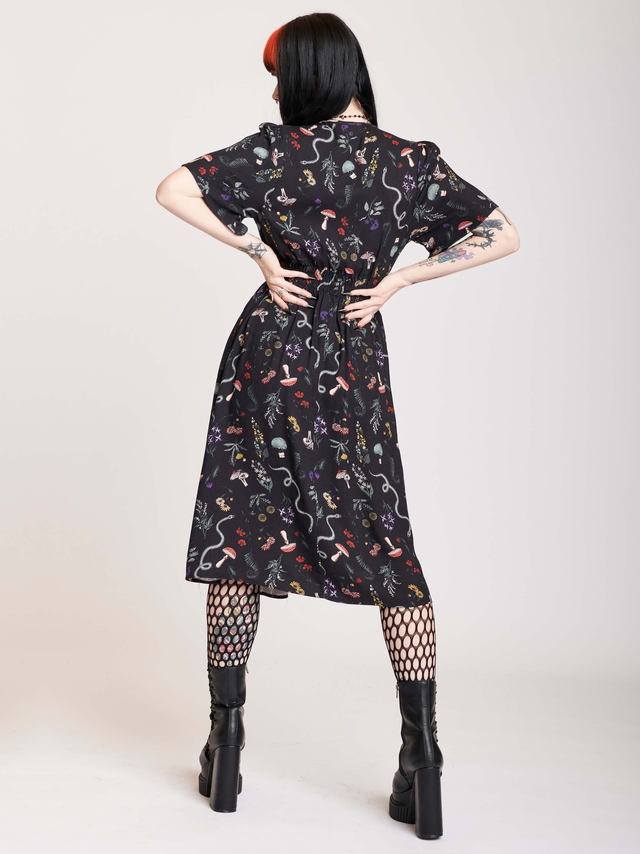 Midi dress with botanical print