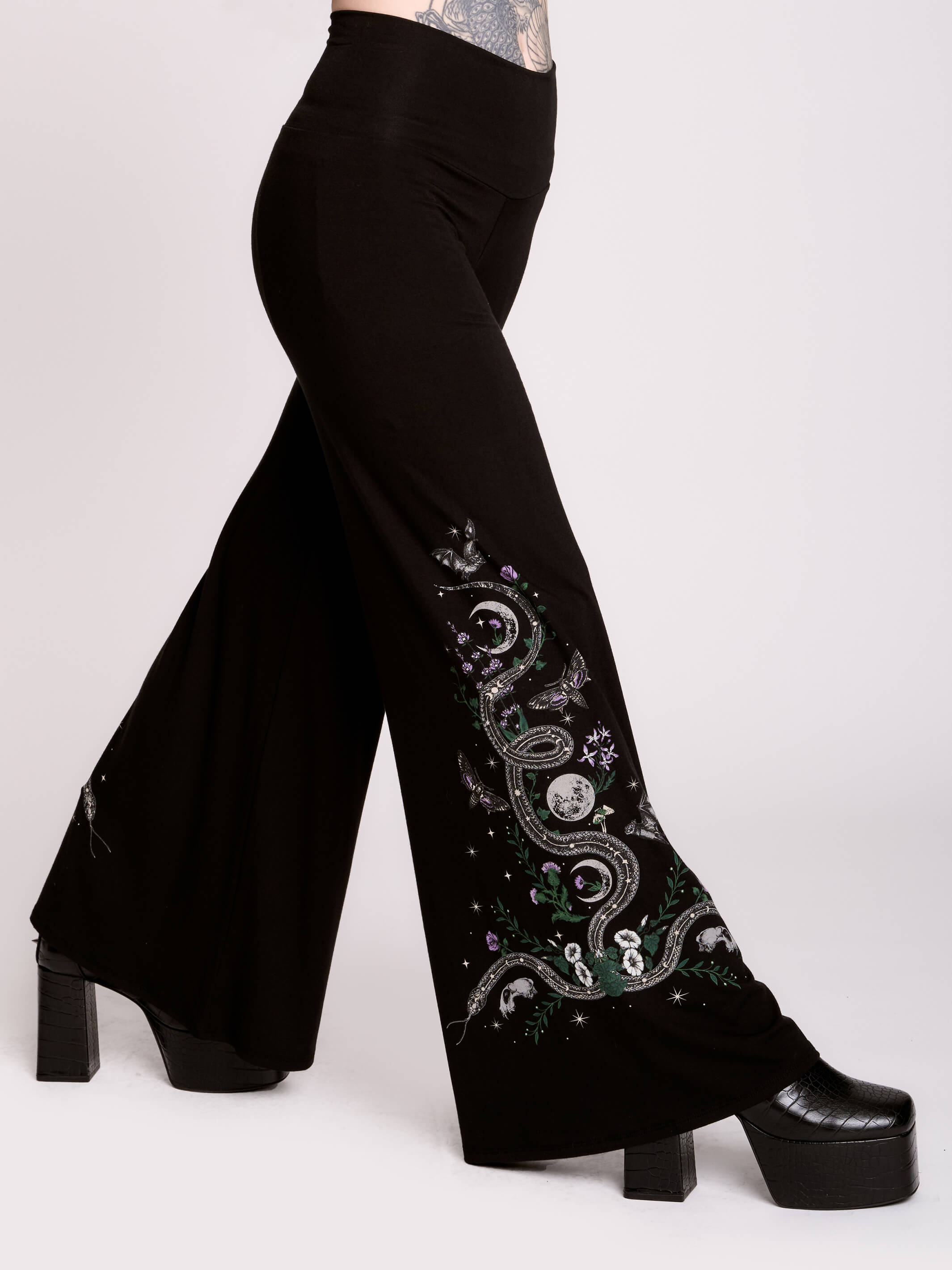 Forest Witch Palazzo Pants – High-Waist Wide-Leg Modal by Midnight