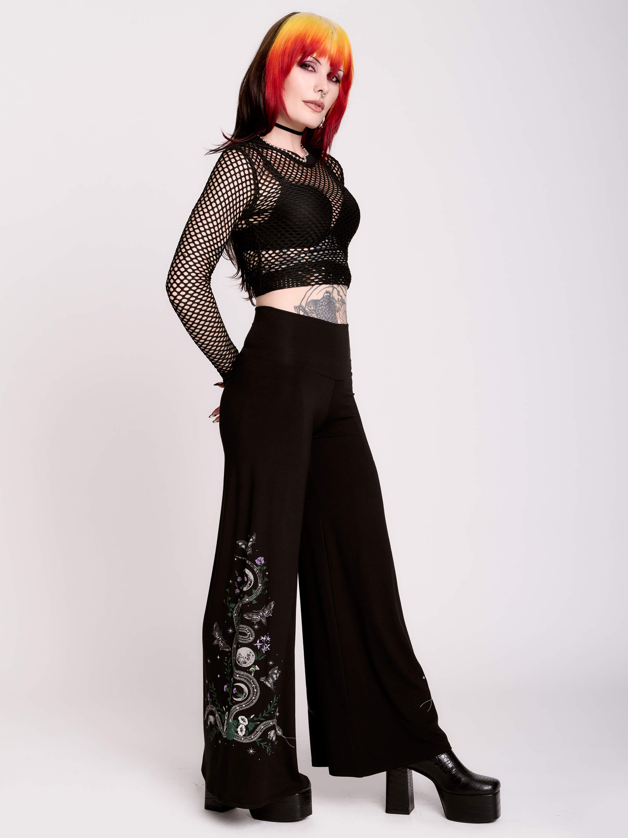 Forest Witch Palazzo Pants – High-Waist Wide-Leg Modal by Midnight
