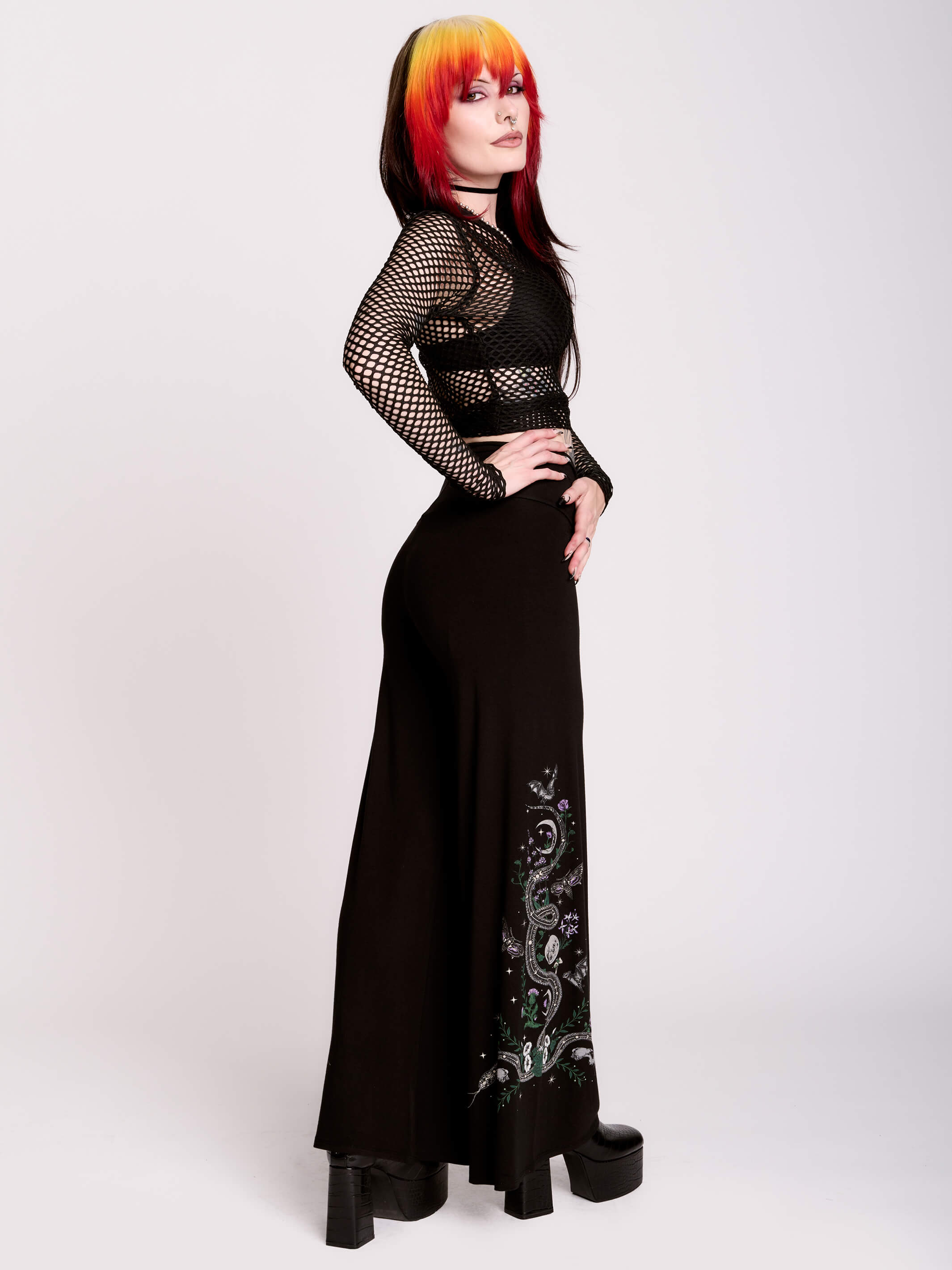 Forest Witch Palazzo Pants – High-Waist Wide-Leg Modal by Midnight