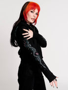 Nocturnal garden cropped zip up hoodie