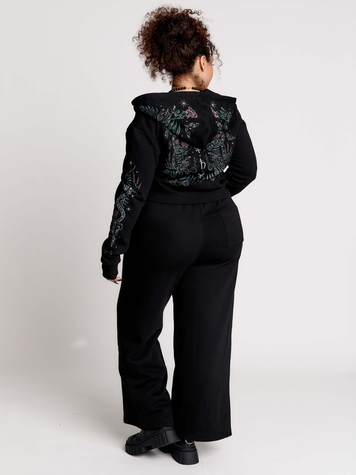 Nocturnal garden cropped zip up hoodie