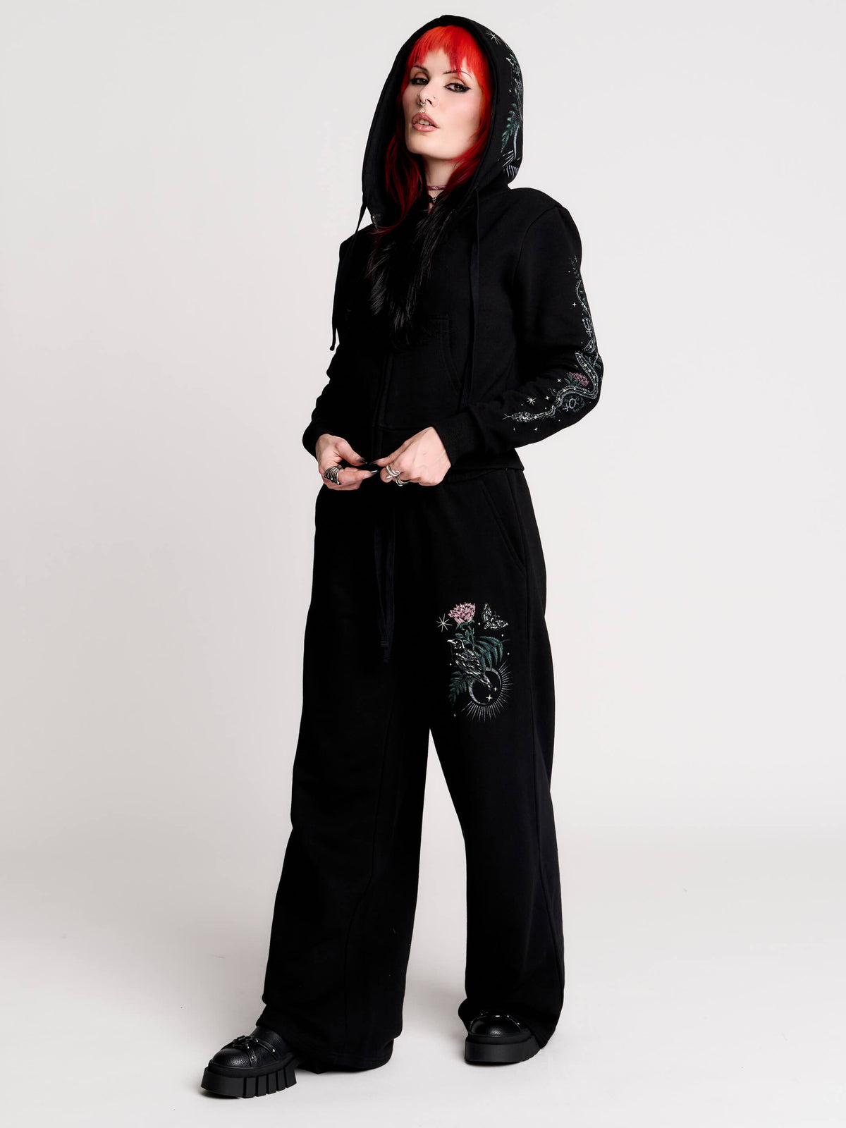 nocturnal garden wide leg jogger