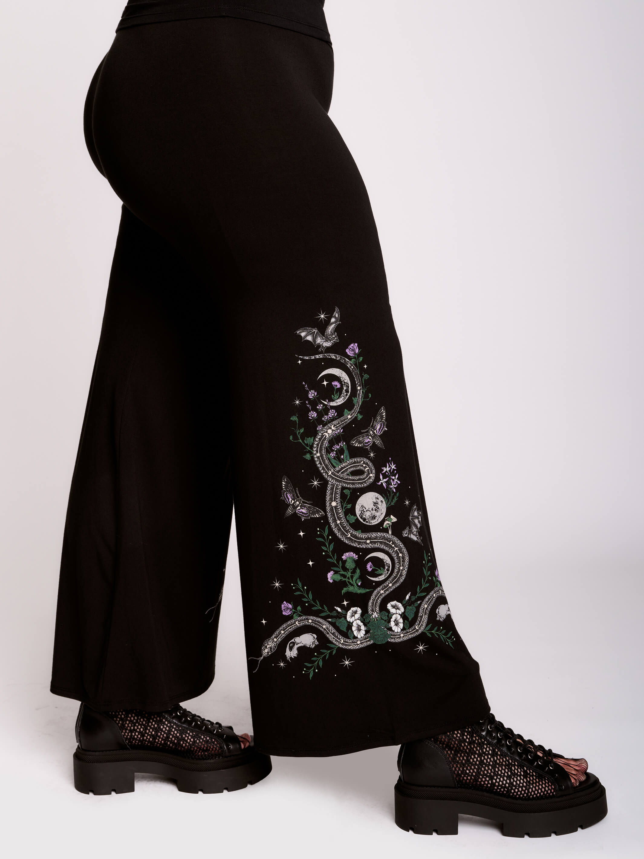Forest Witch Palazzo Pants – High-Waist Wide-Leg Modal by Midnight