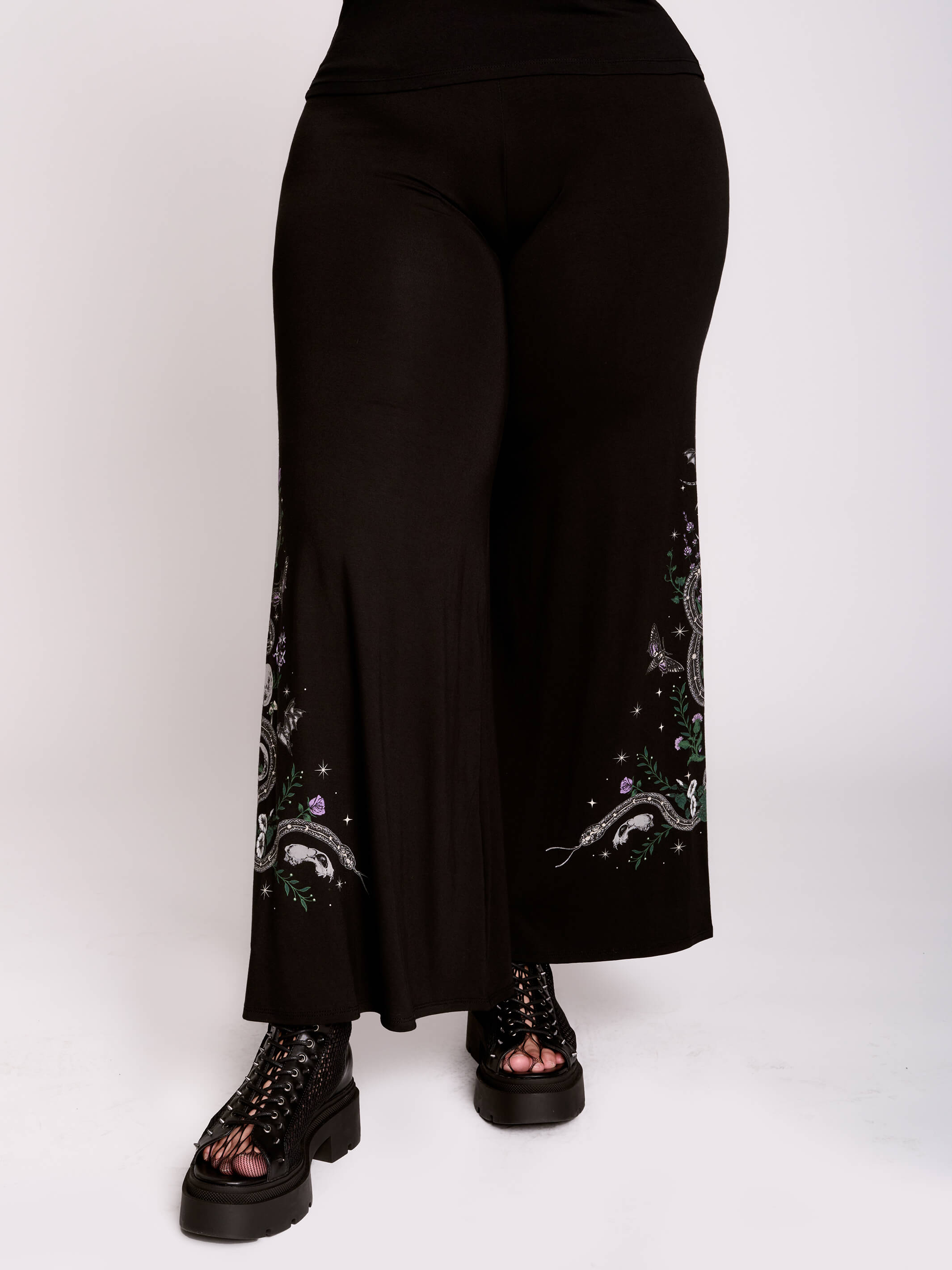 Forest Witch Palazzo Pants – High-Waist Wide-Leg Modal by Midnight