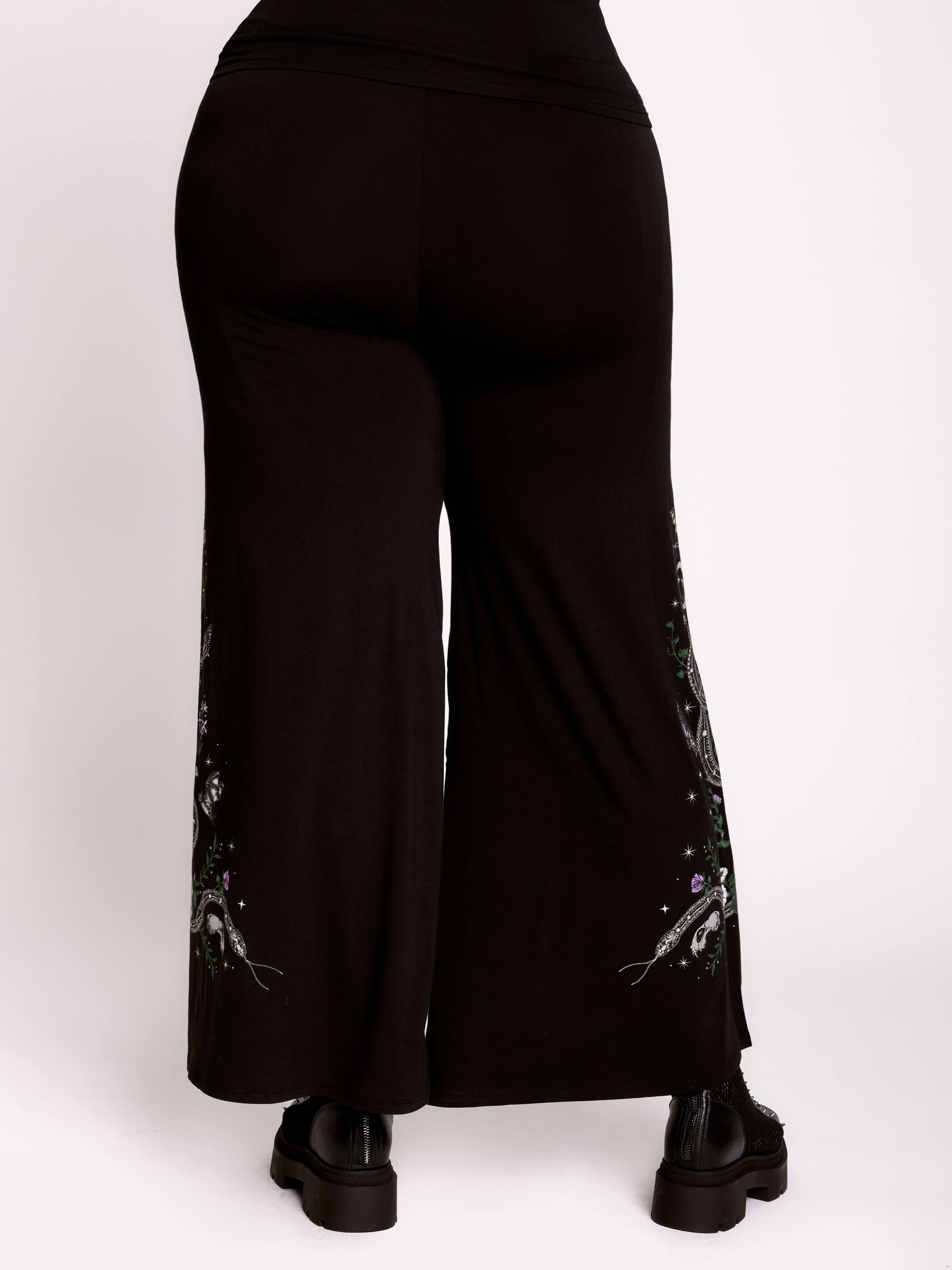 Forest Witch Palazzo Pants – Wide-Leg Goth Lounge by Midnight hour