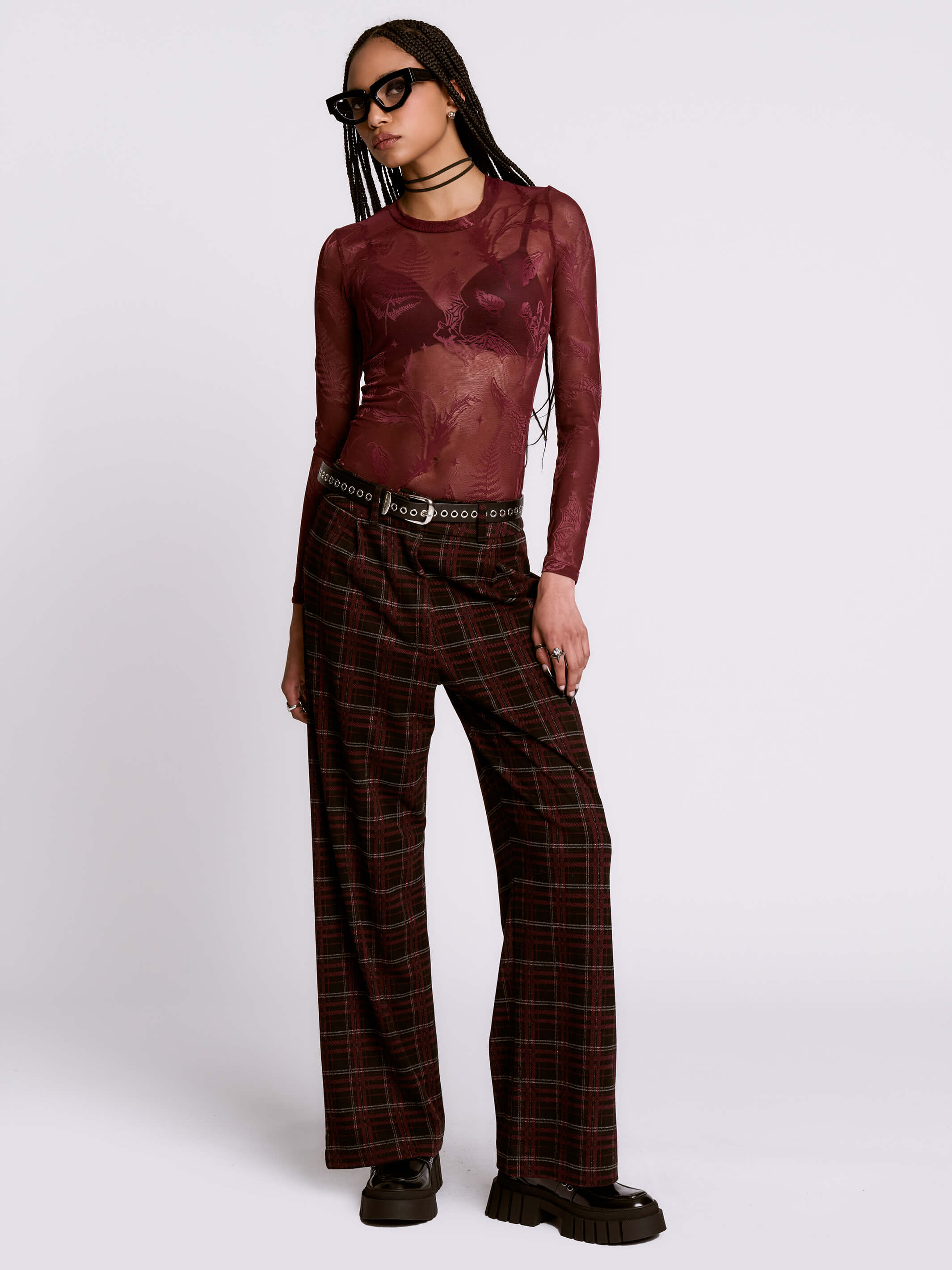 Oxblood Plaid Trouser