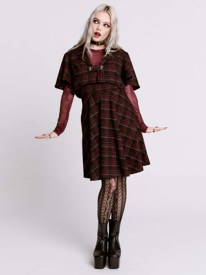 OXBLOOD PLAID CAPELET