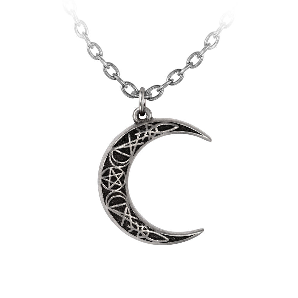 Crescent Moon Necklace – Gothic Witchy Pewter Pendant | Gift-Ready