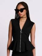 Zip Up Peplum Top