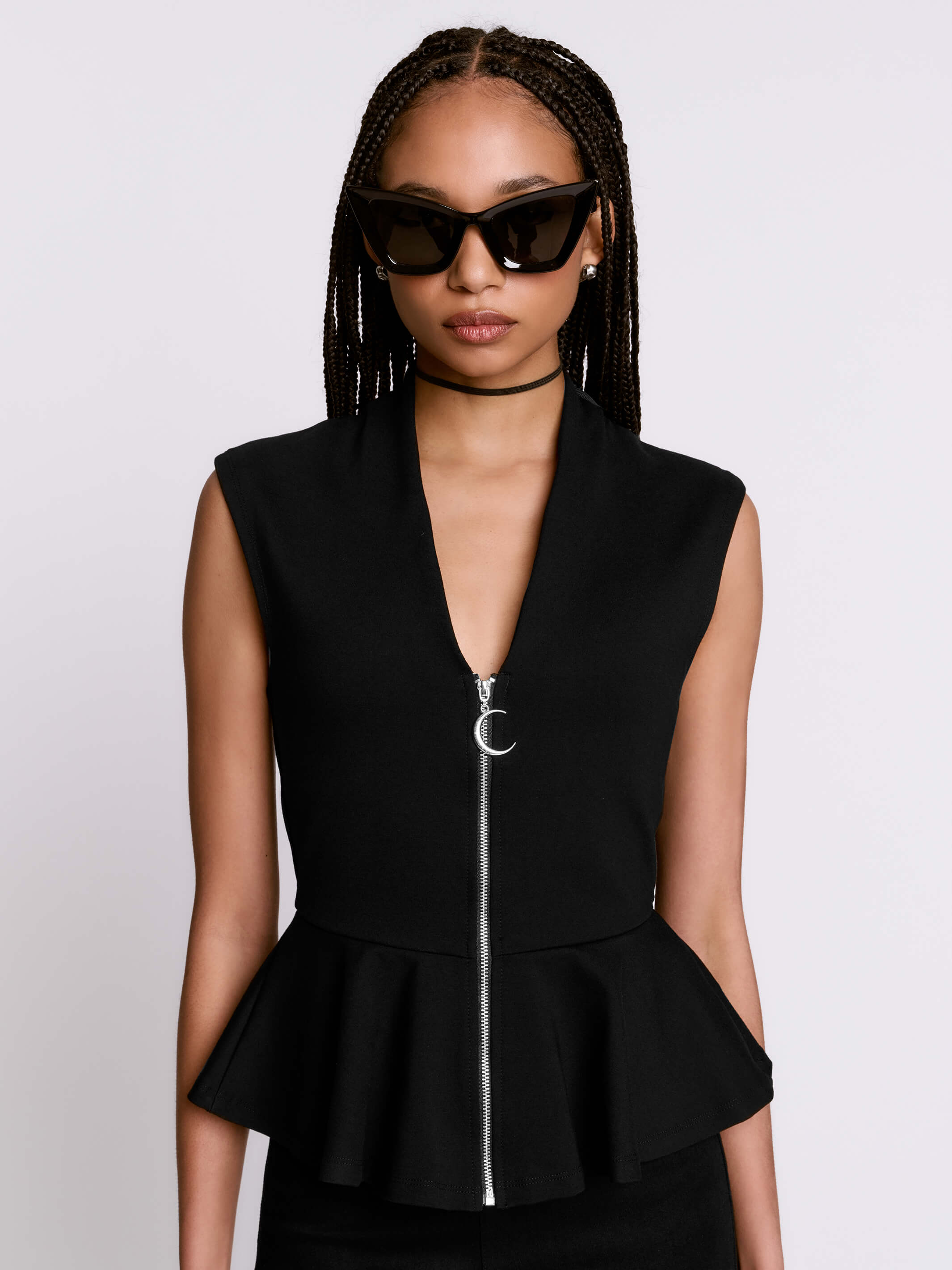 Zip Up Peplum Top – Midnight Hour