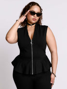 Zip Up Peplum Top