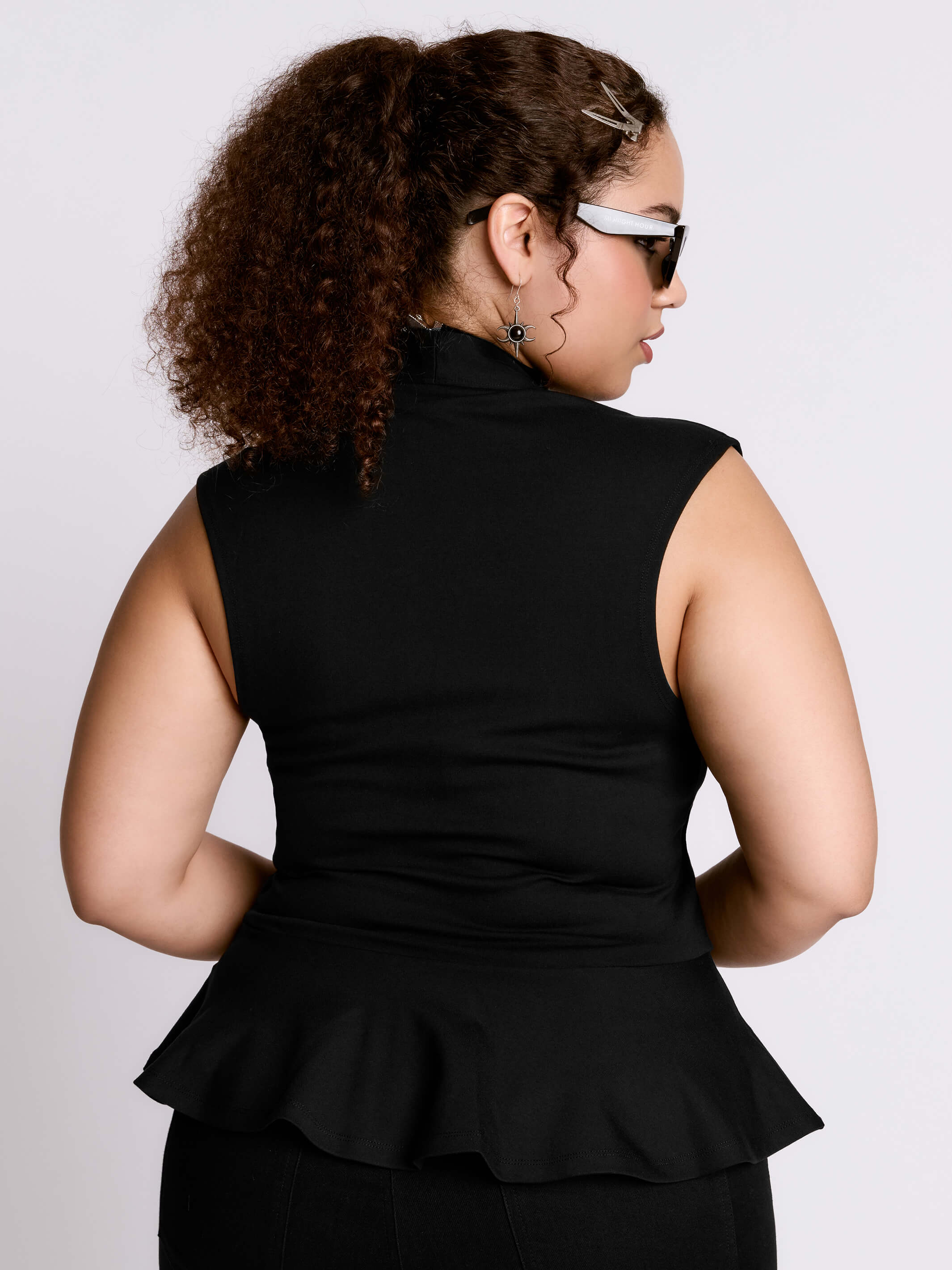 Zip Up Peplum Top – Midnight Hour