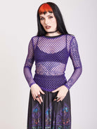 purple fishnet long sleeve top