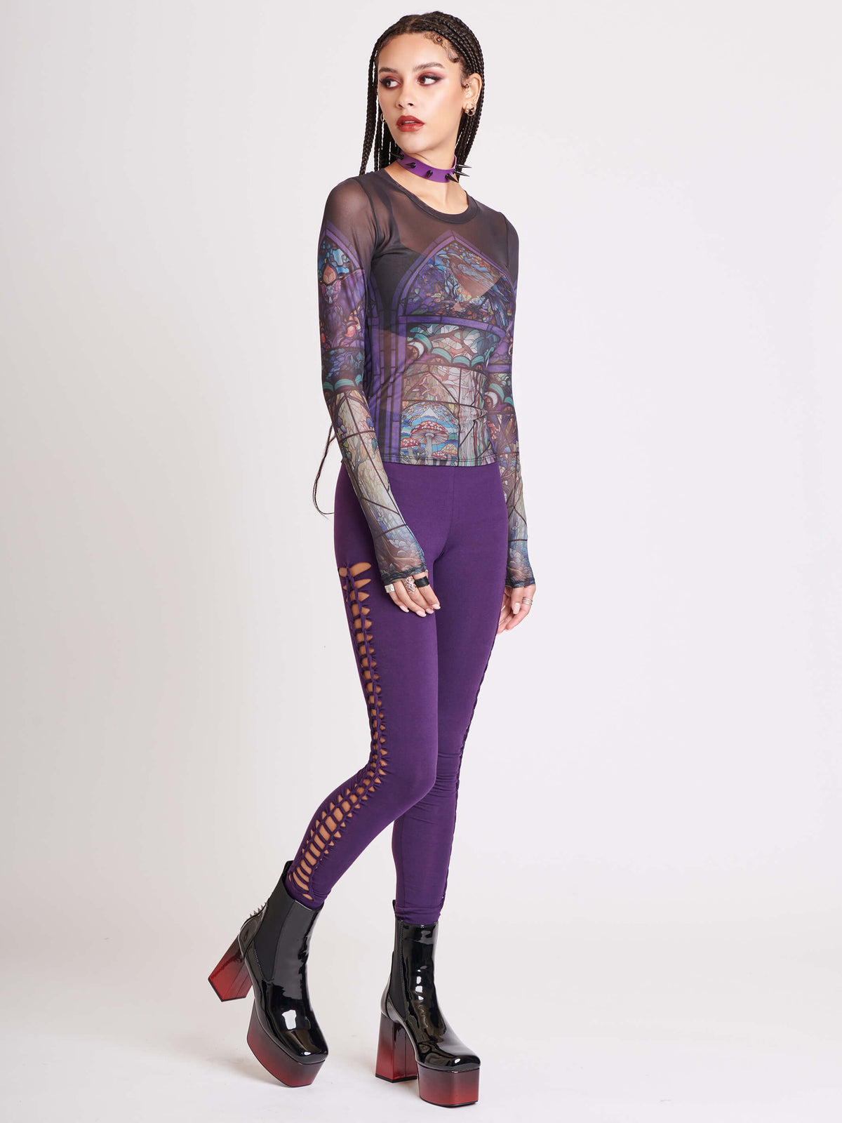 purple lattice legging
