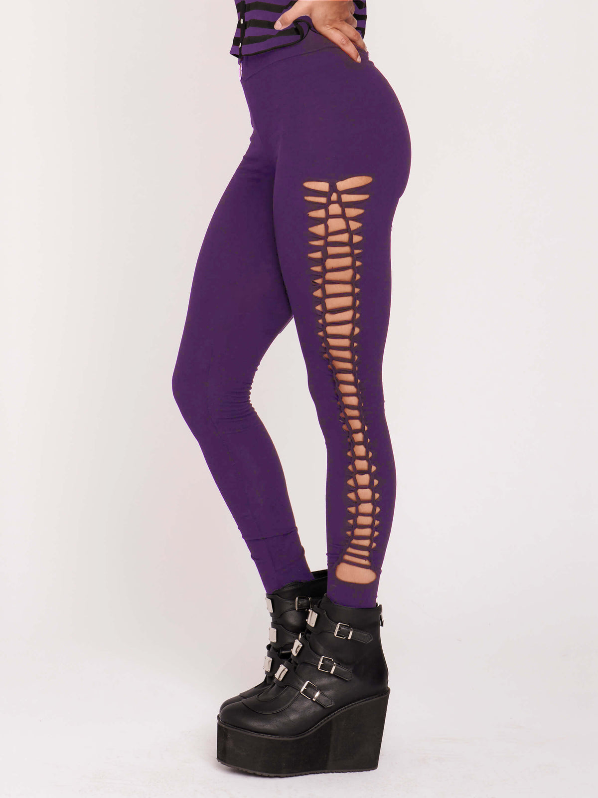 purple lattice legging