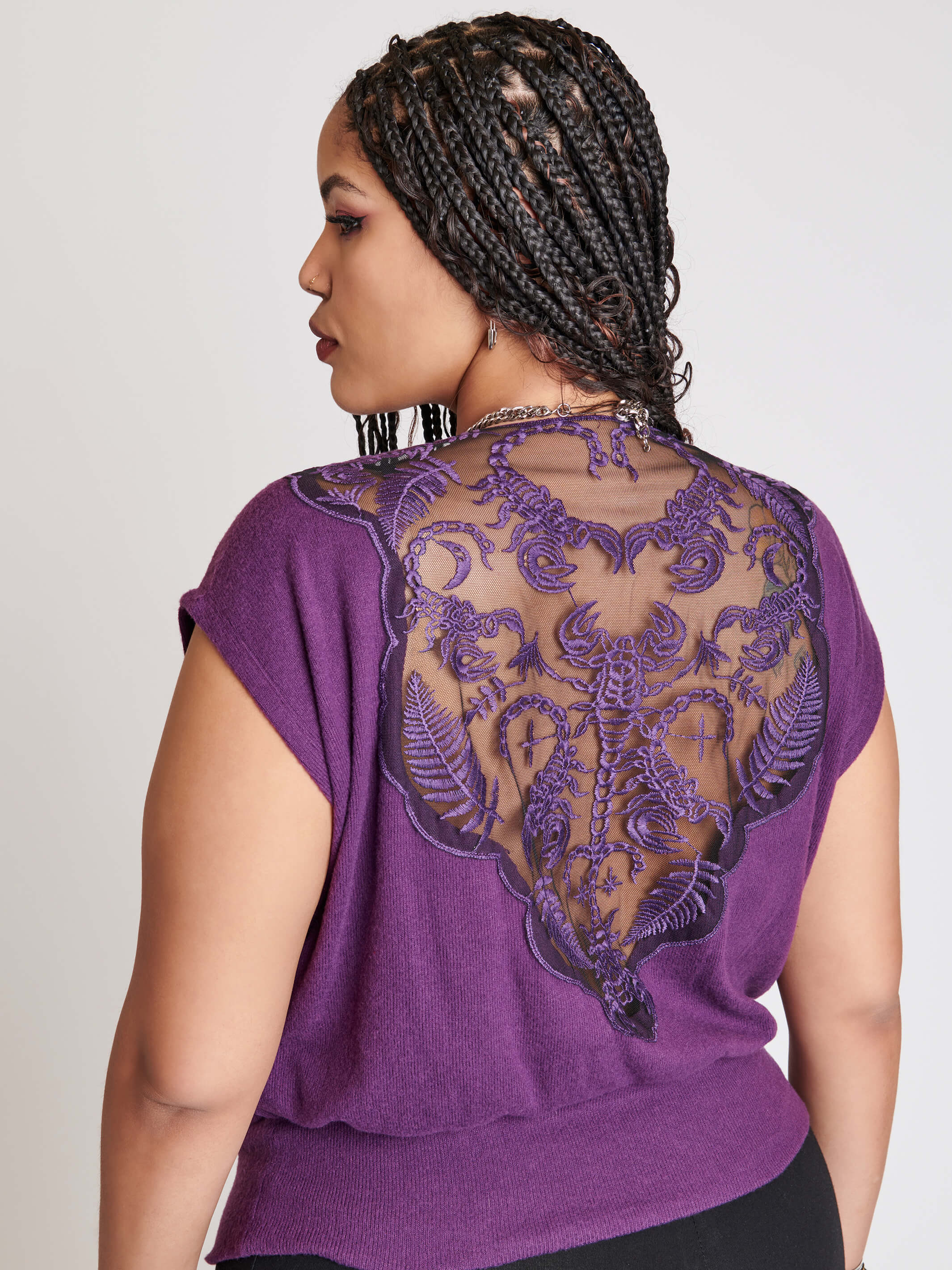 PURPLE SCORPION EMBROIDERED sweater TOP