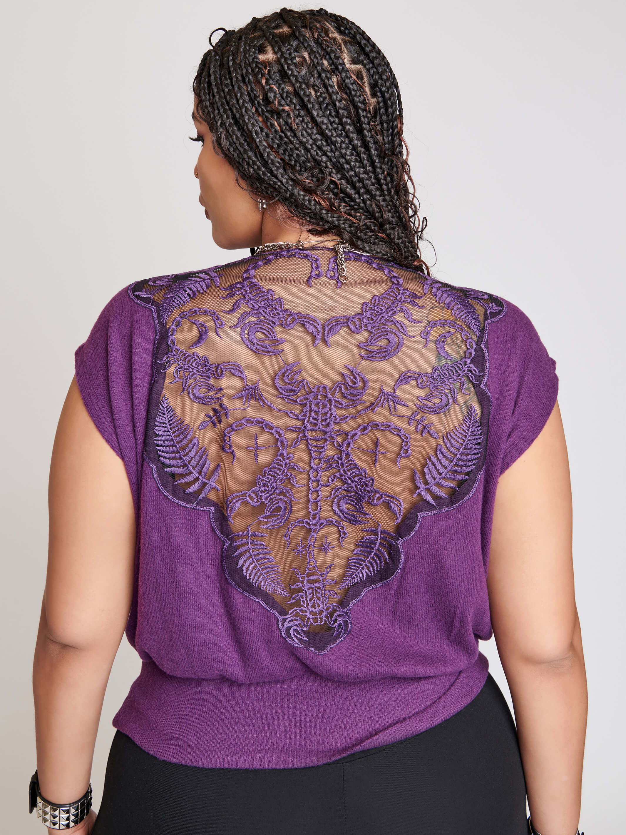 PURPLE SCORPION EMBROIDERED sweater TOP