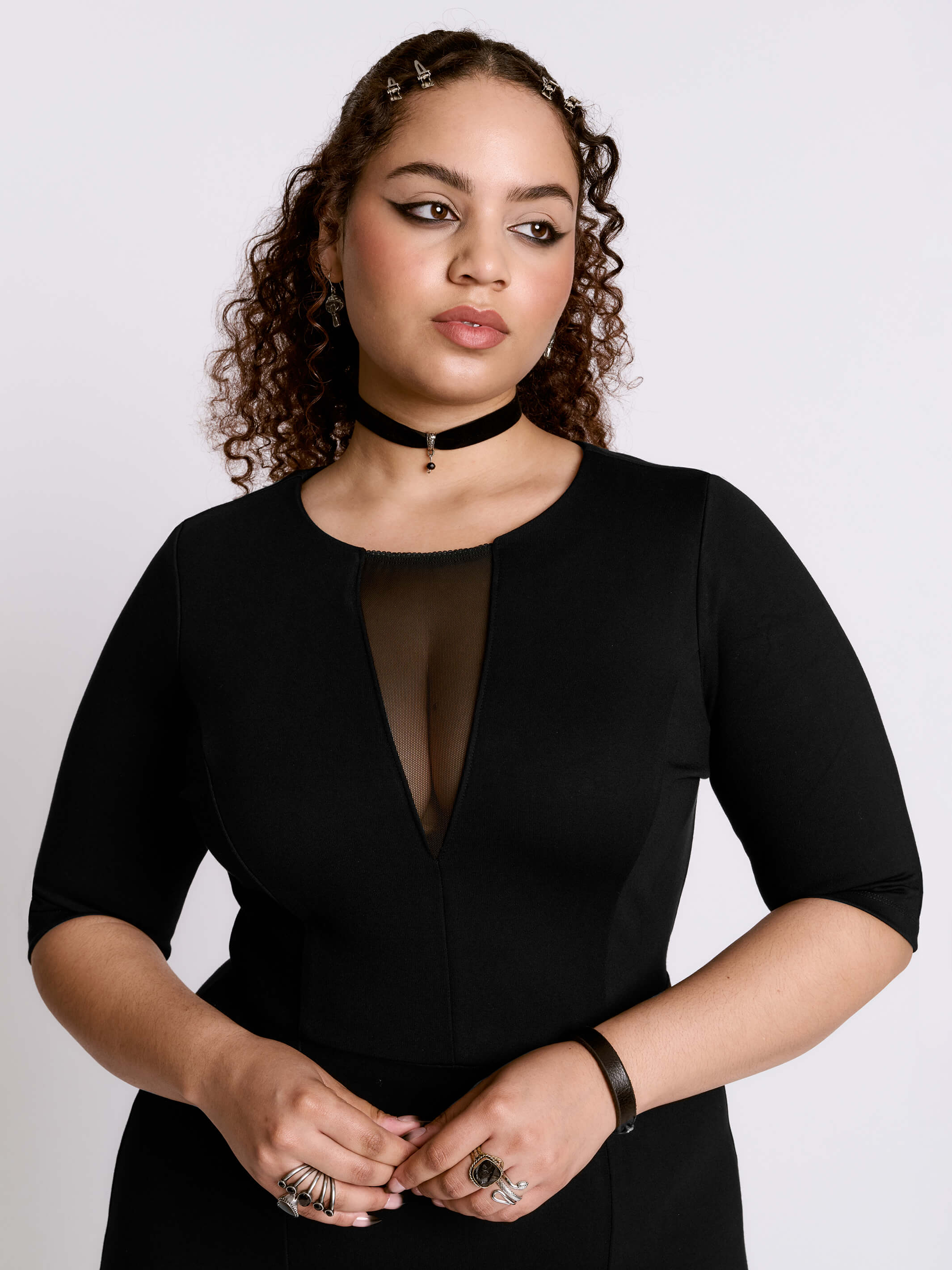 Ponte Wiggle Dress | Bodycon Gothic Midi Dress