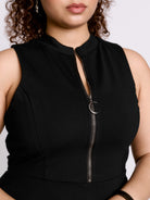 PONTE ZIP UP SKATER DRESS