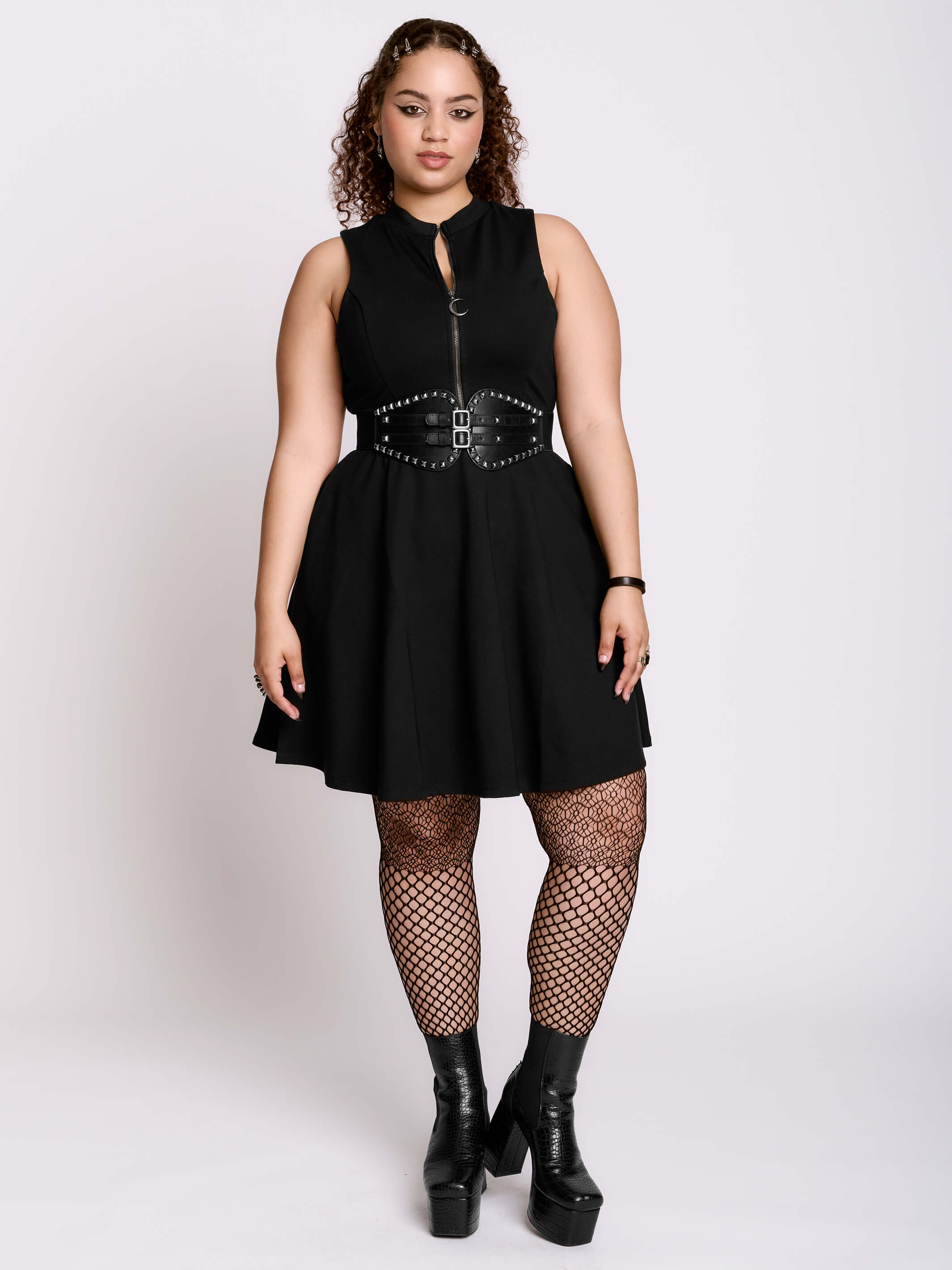 Ponte Zip Up Skater Dress Midnight Hour Ponte Zip Up Skater Dress Midnight Hour