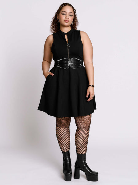 plus size skater dress Ponte Zip Up Bardot off Scarlet | Pearl Mini Color:PASTEL LILAC archive sale 2025