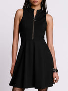 PONTE ZIP UP SKATER DRESS