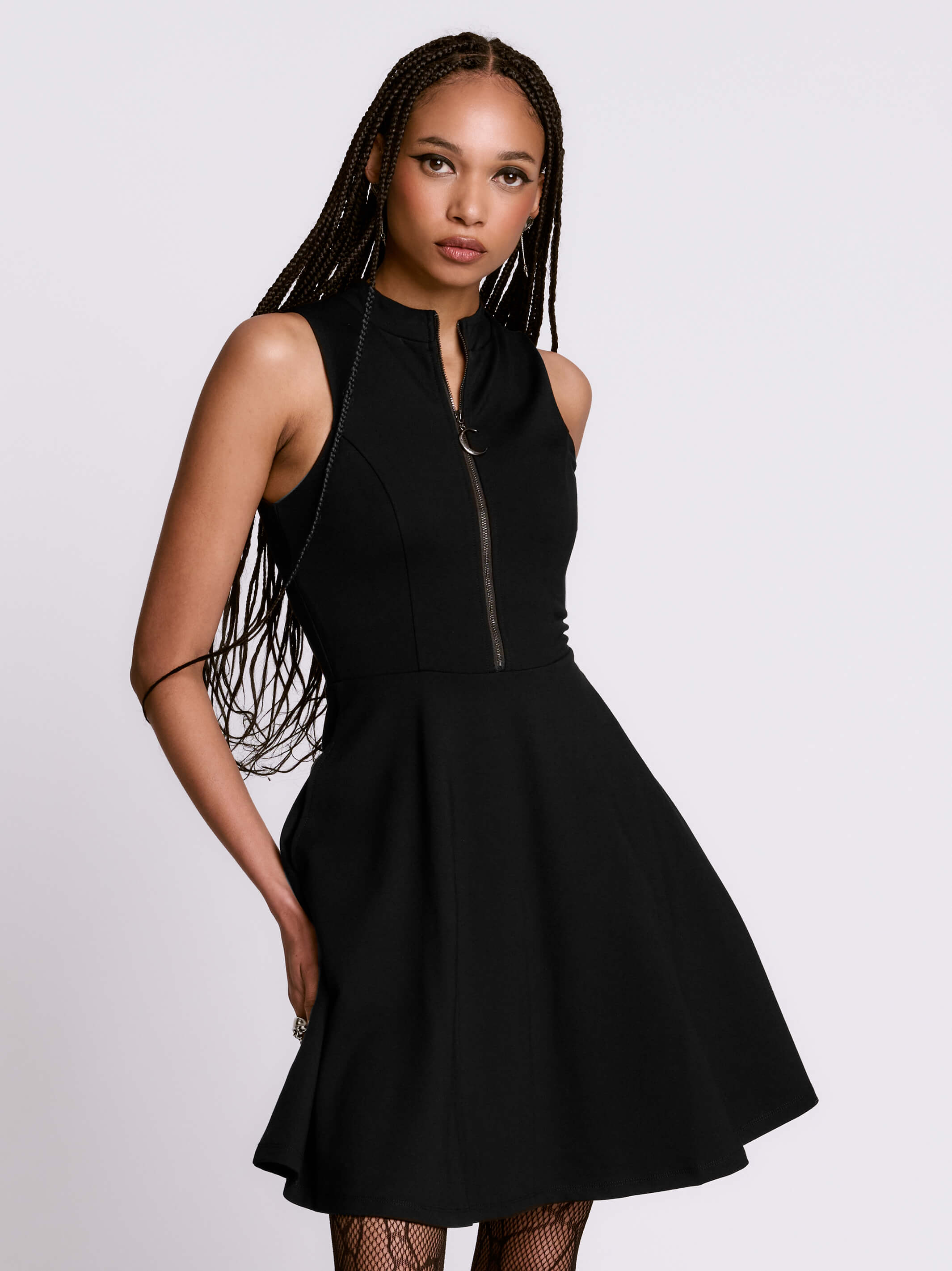 Ponte Zip Up Skater Dress – Midnight Hour