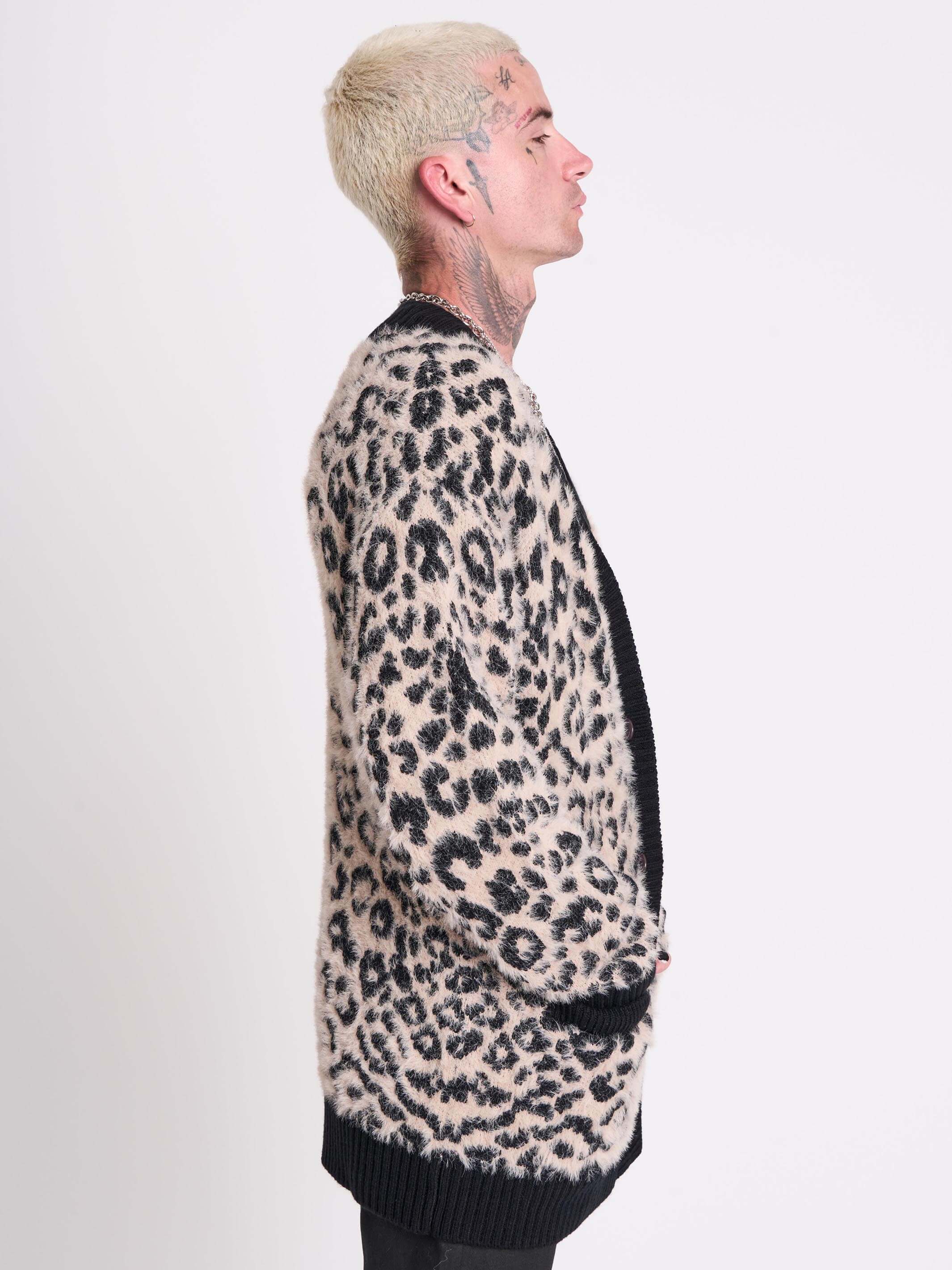 Punk's Not Dead Cardigan by Midnight Hour – Fuzzy Leopard Print