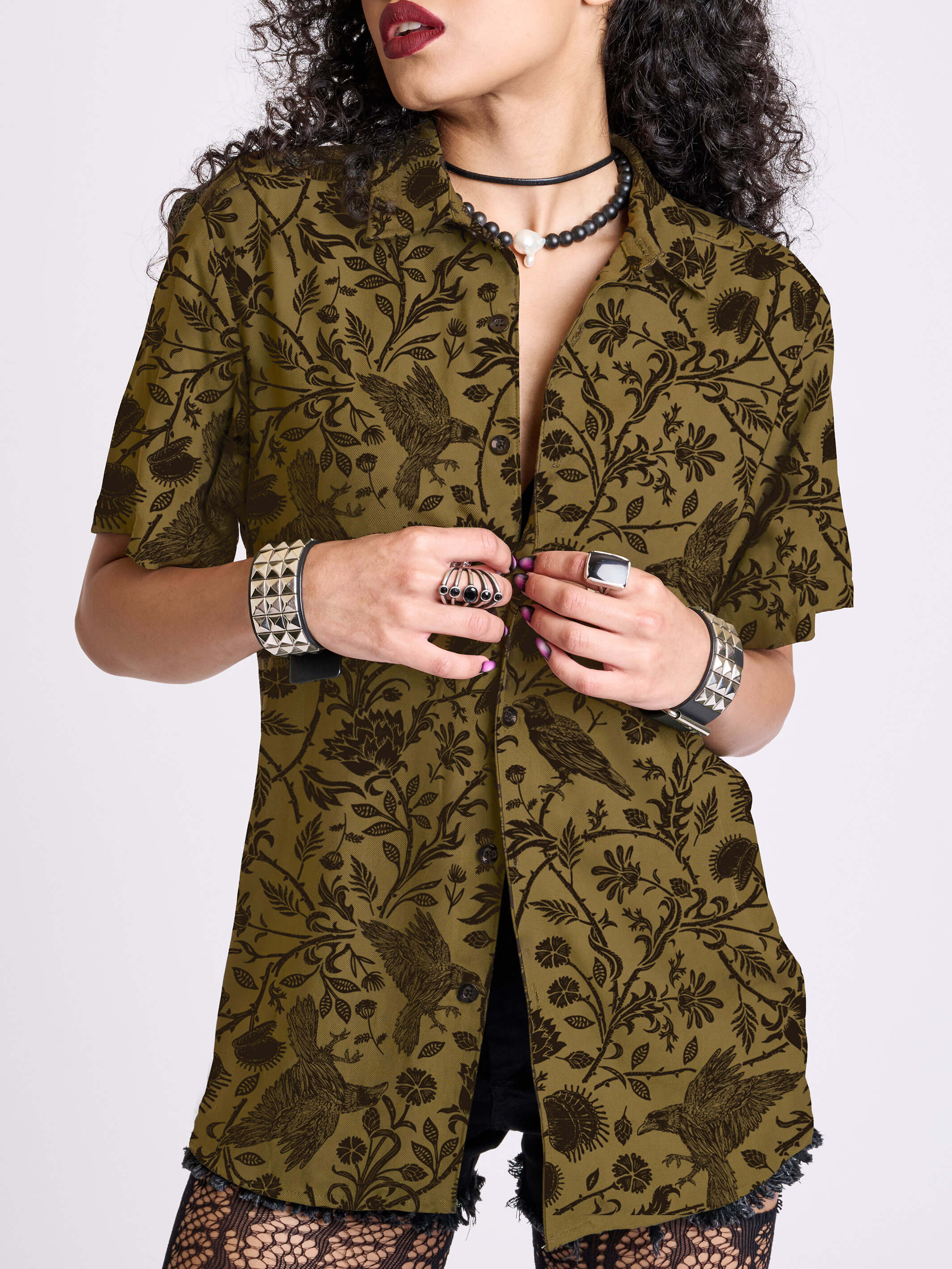 Raven Brocade Shirt | Print Camp Shirt | Midnight Hour – Midnight Hour