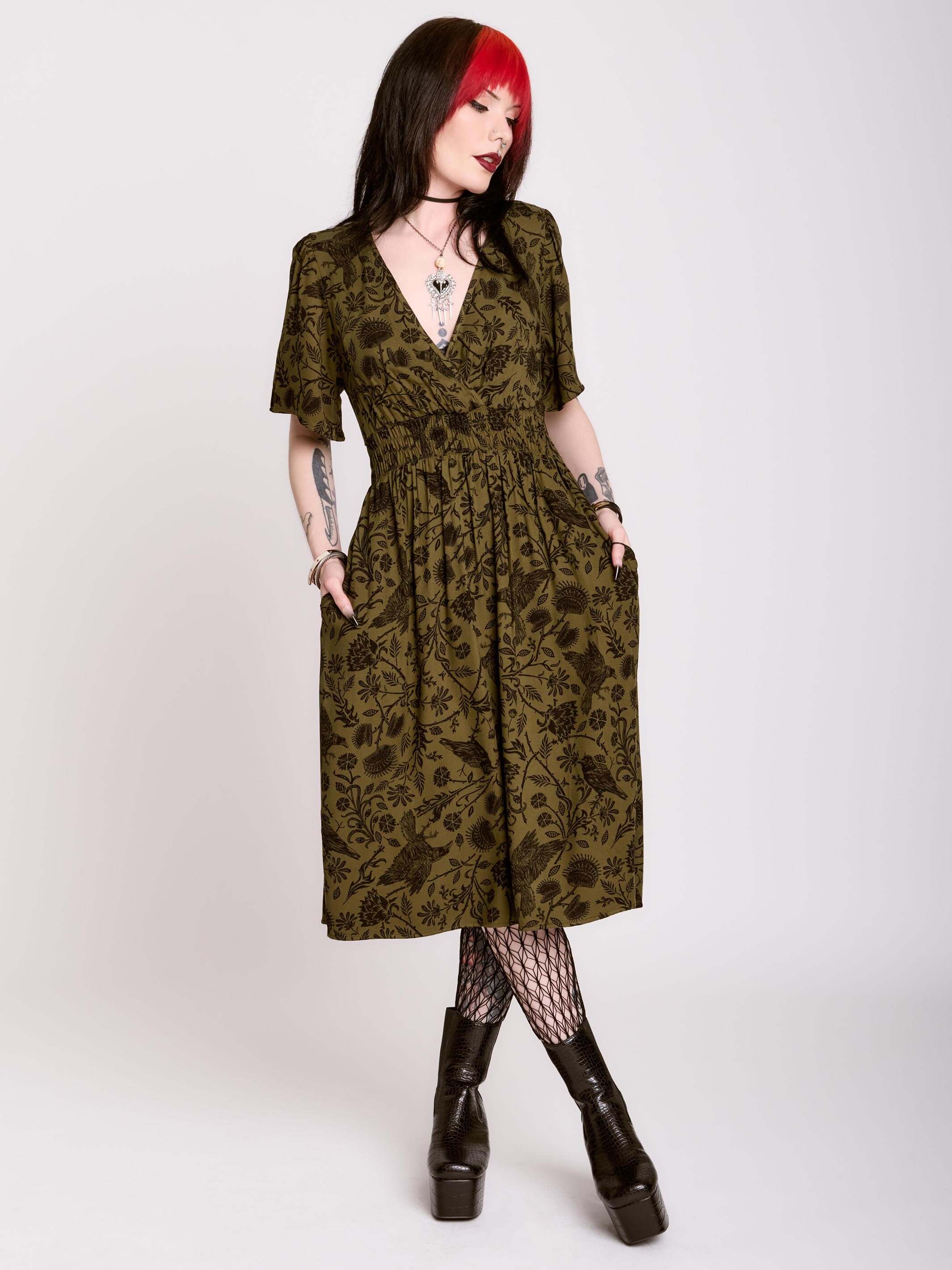 Raven Brocade Dress – Midnight Hour