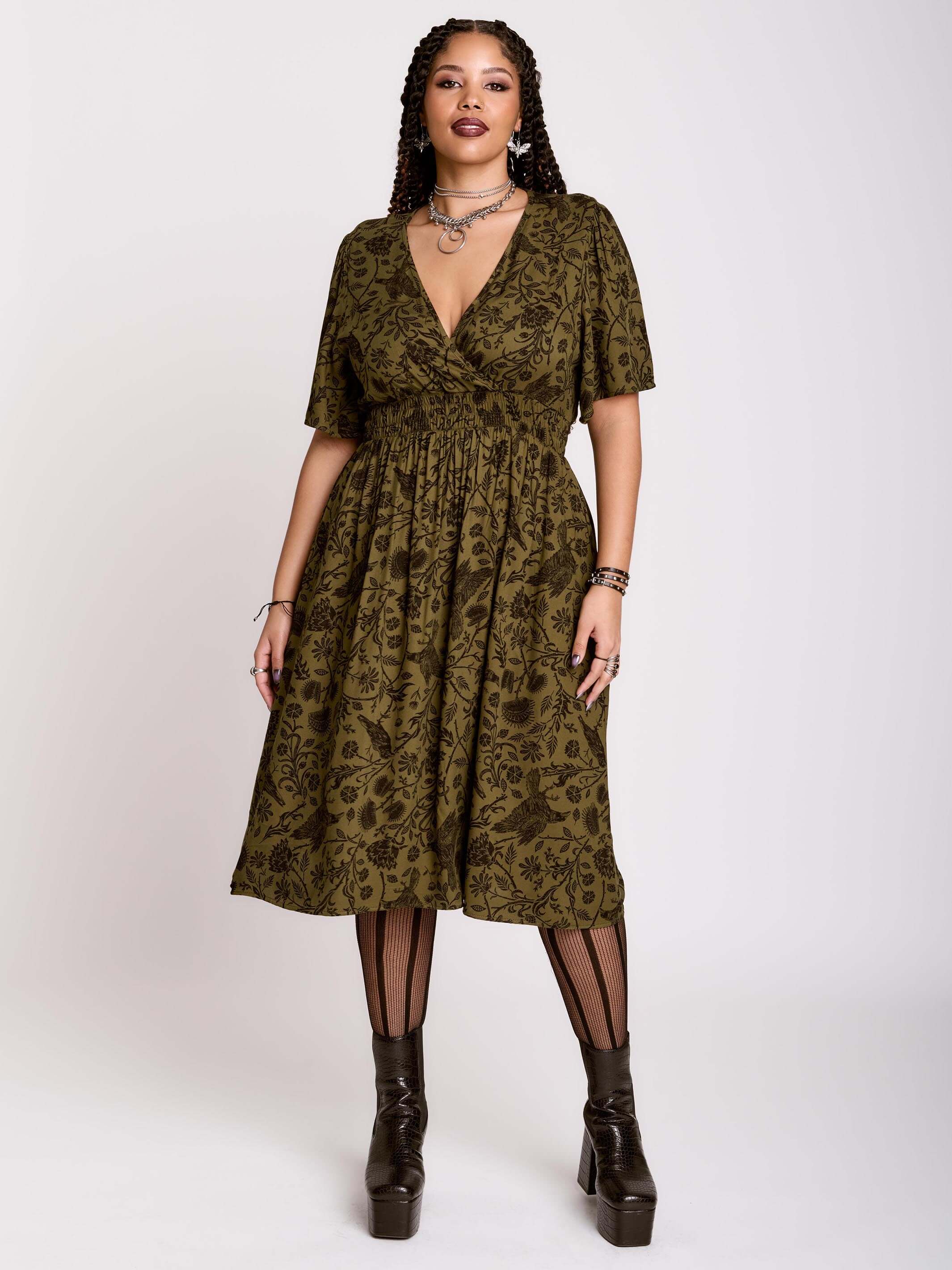 Raven Brocade Dress – Midnight Hour